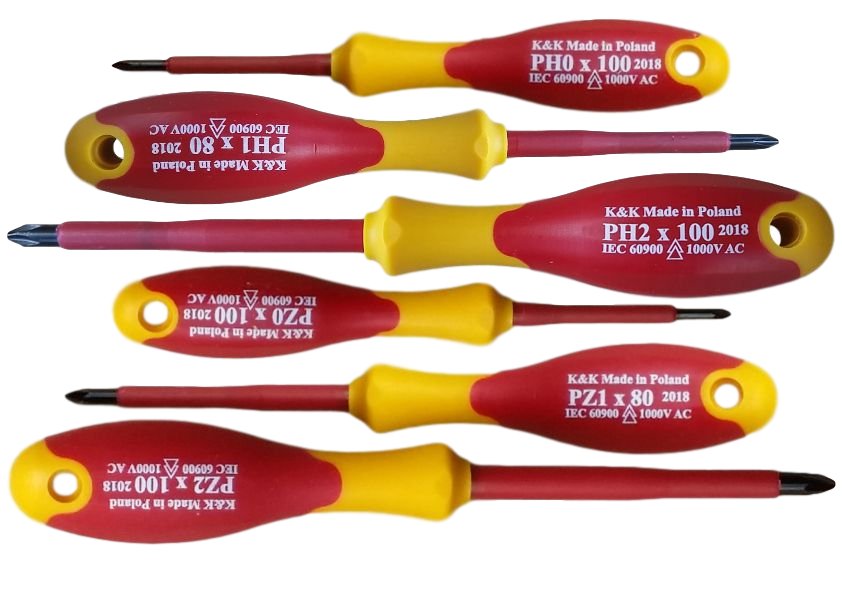 WKRĘTAKI izolowane VDE 1000V dla elektryka 6 szt.