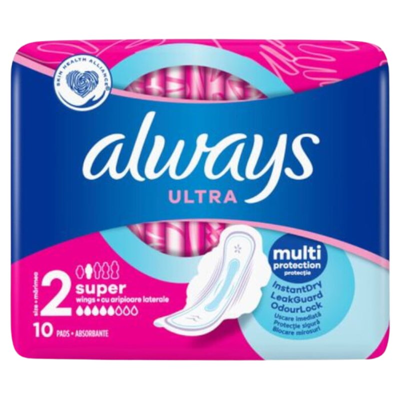 Always, Ultra Super, Podpaski ze skrzydełkami, 10 szt.