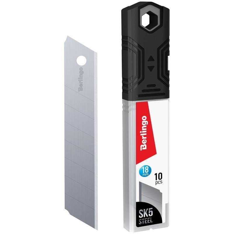 Ostrza do noża biurowego 9mm, stal SK-5, kąt ostrza 30 stopni, etui plastikowe (10szt) Berlingo