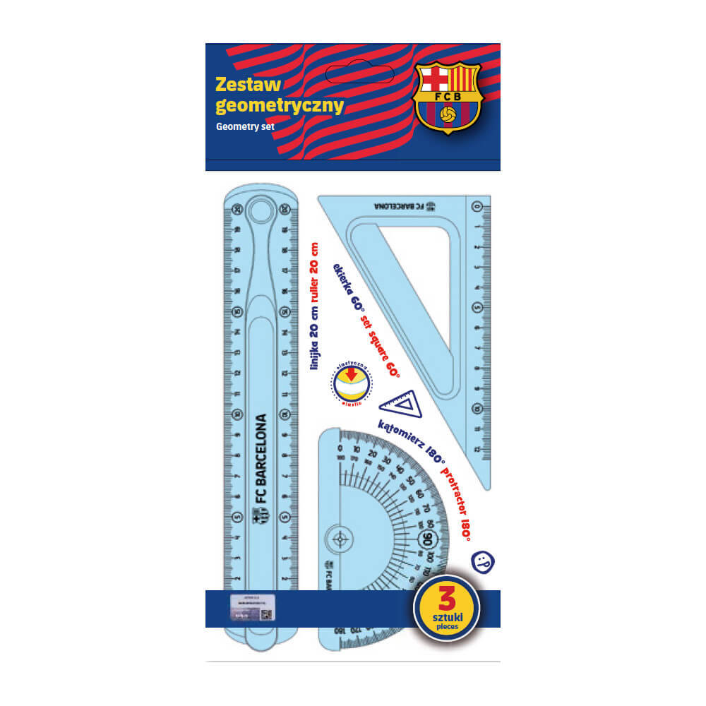 Zestaw geometryczny linijka kątomierz FC Barcelona