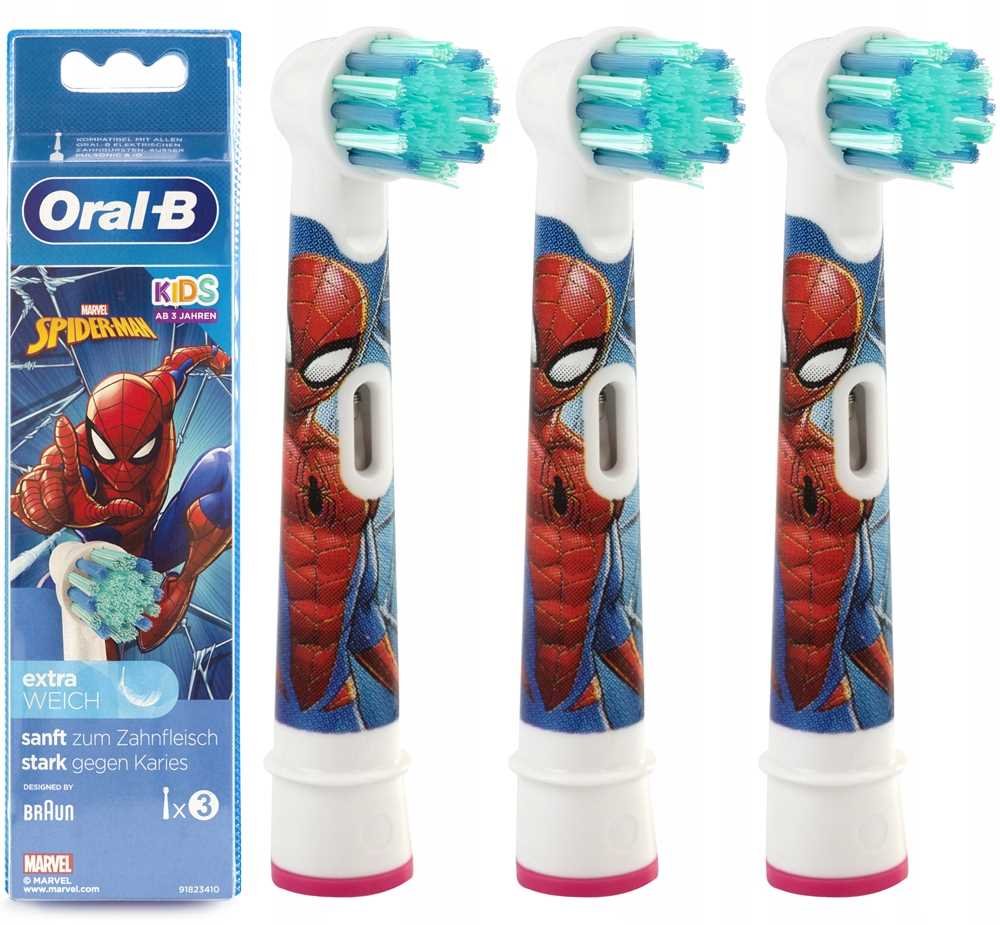3 X Końcówki Braun Oral-B Stages Spiderman Dzieci