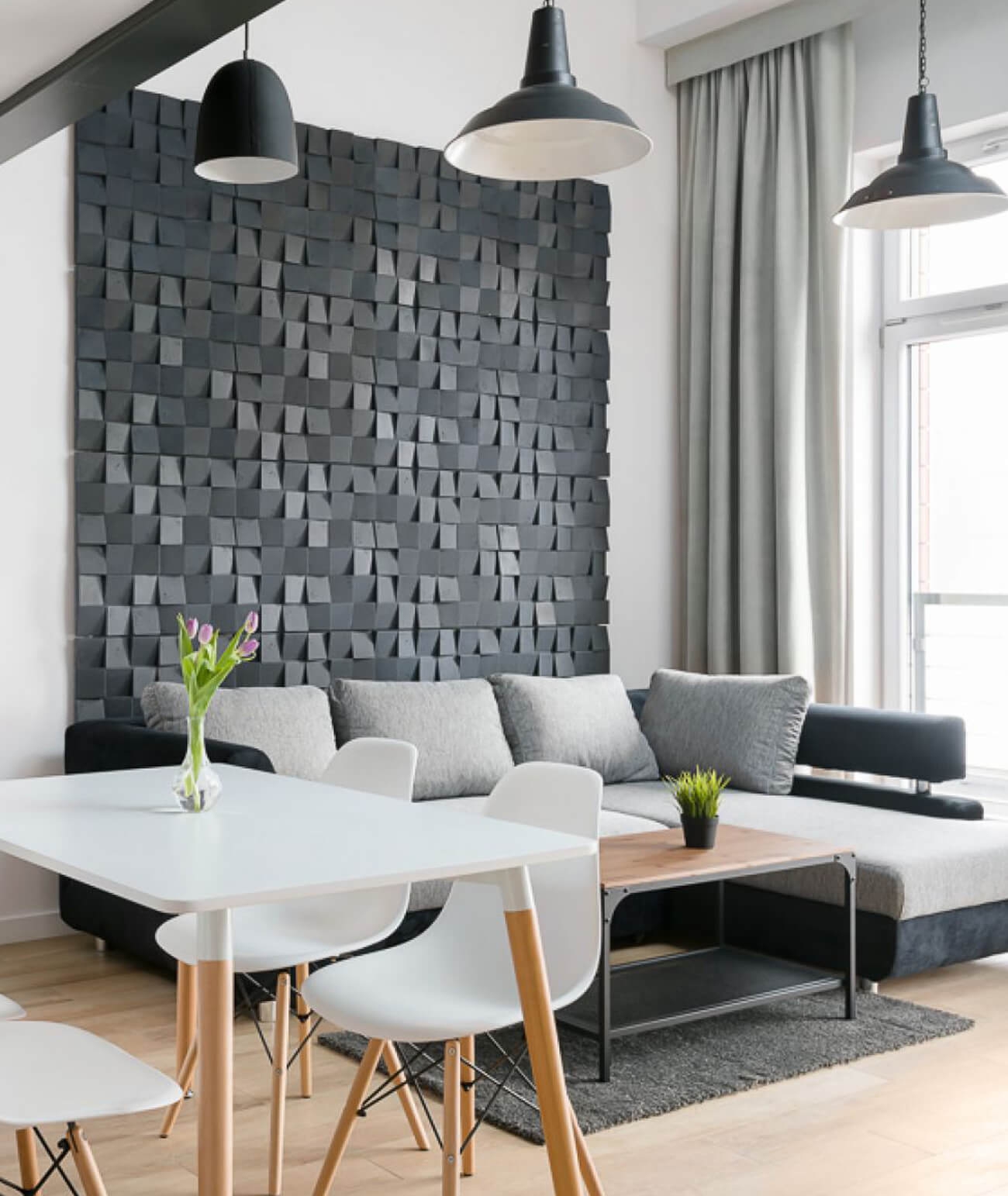 60x60 cm VT - PB15 (S96 ciemny szary) COCO - panel dekor 3D beton architektoniczny