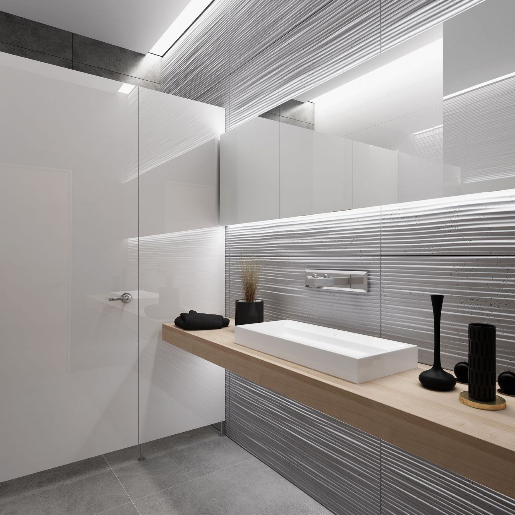 120x60 cm VT - PB23 (KS kość słoniowa) Fala 2 - panel dekor 3D beton architektoniczny