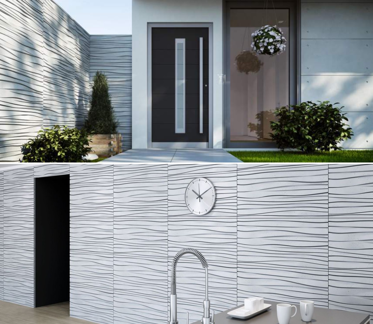 100x50 cm VT - PB03 (S50 jasny szary - mysi) FALA - panel dekor 3D beton architektoniczny