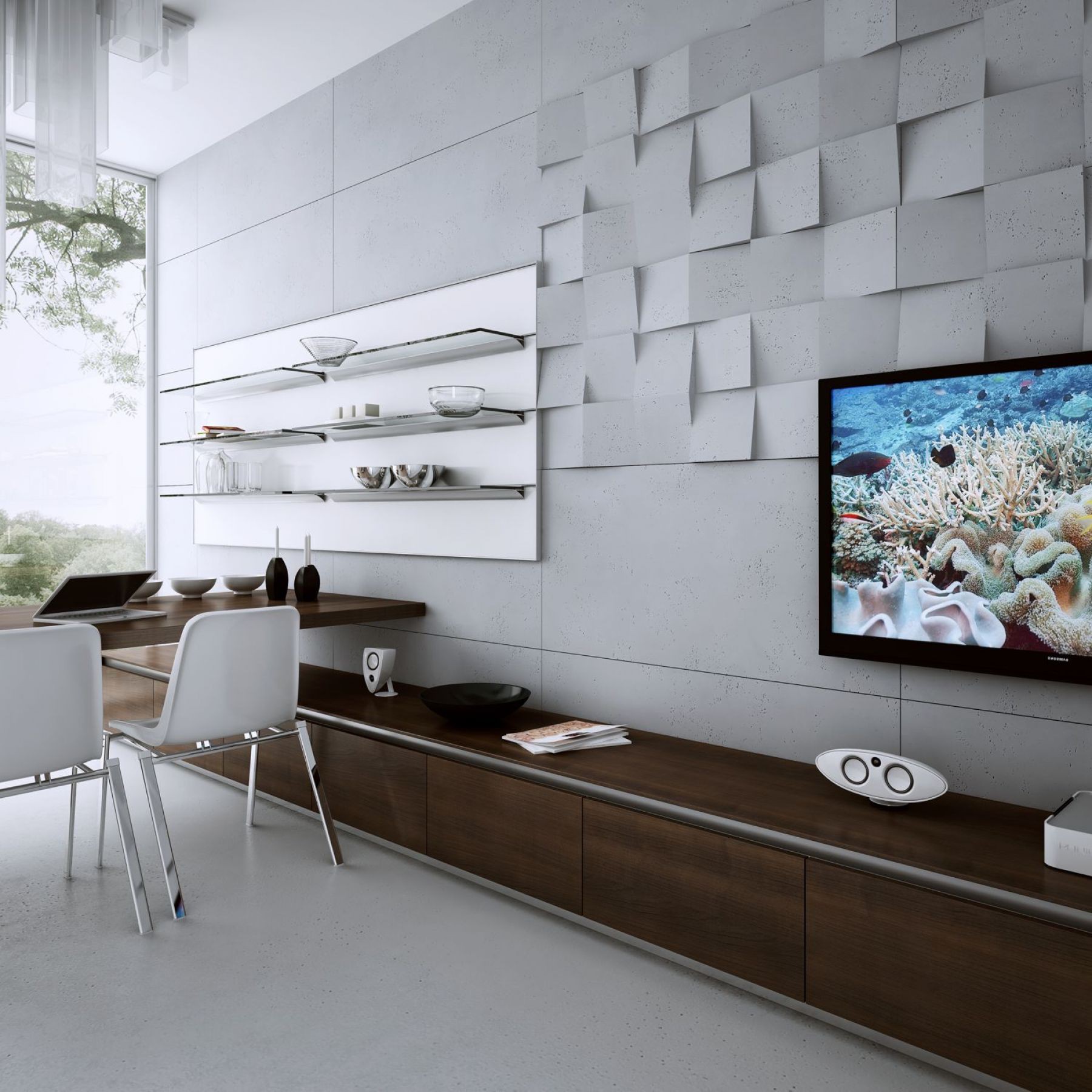 60x60 cm VT - PB16 (B8 antracyt) COCO 2 - panel dekor 3D beton architektoniczny