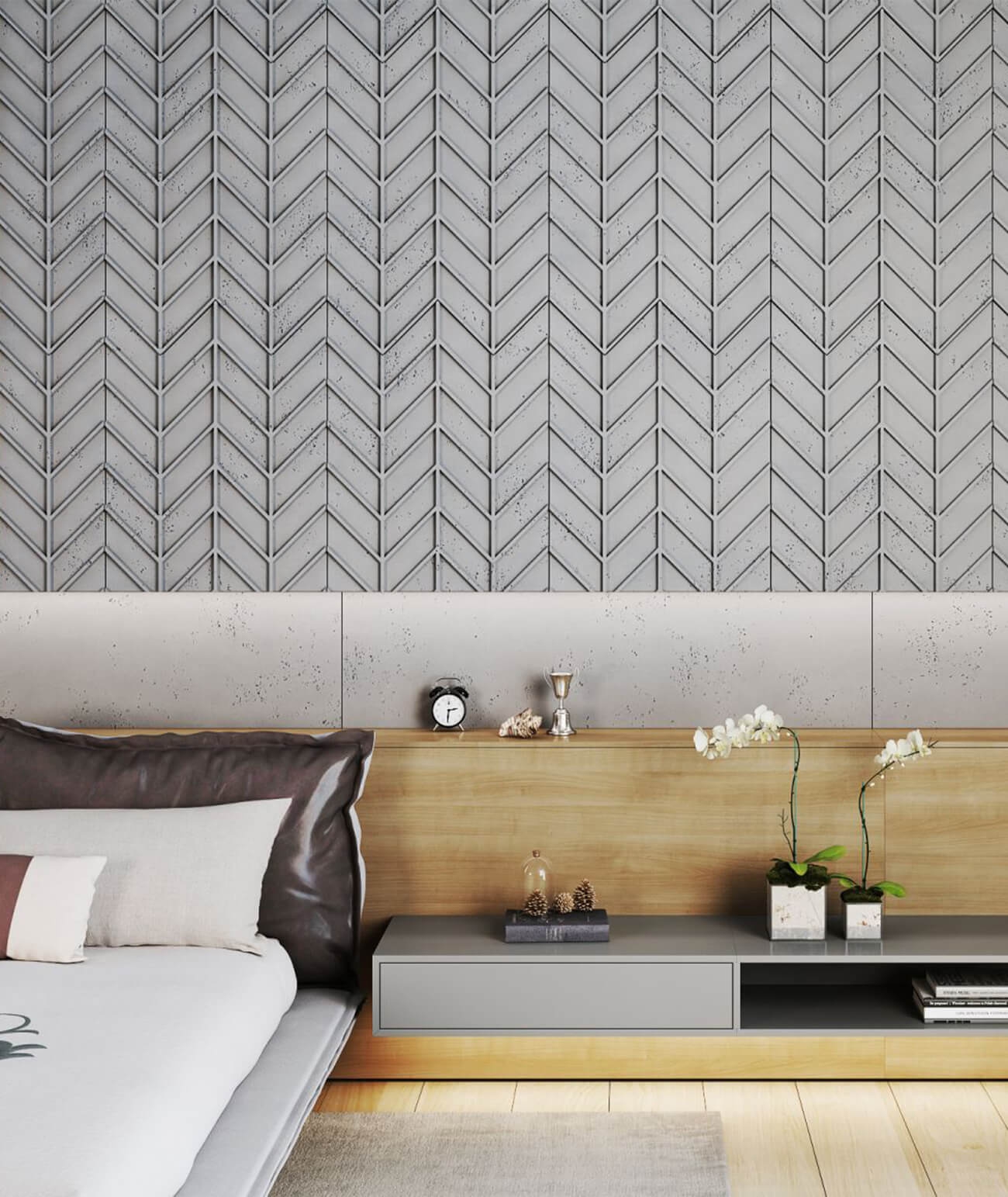 93,9x60 cm VT - PB47 (S50 jasno szary - mysi) JODEŁKA - Panel dekor 3D beton architektoniczny