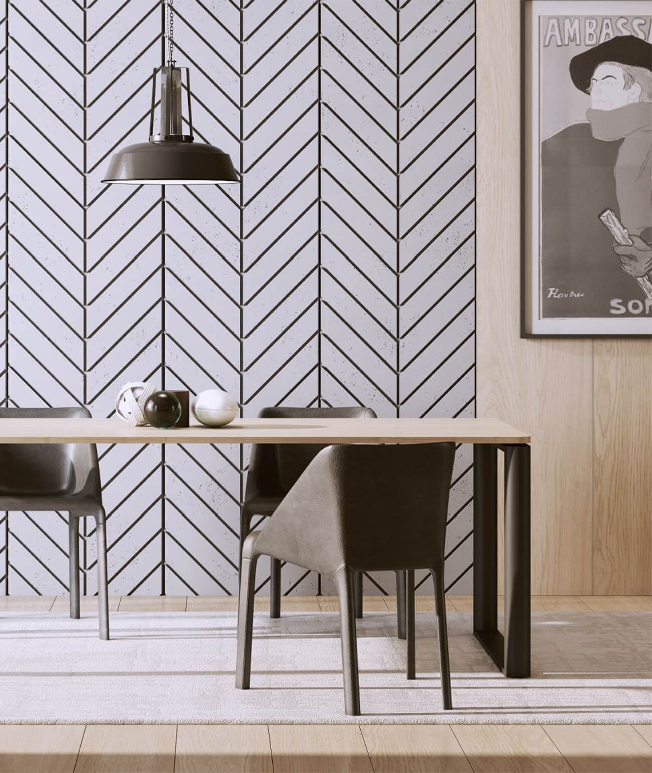 93,9x60 cm VT - PB46 (B15 czarny) JODEŁKA - Panel dekor 3D beton architektoniczny