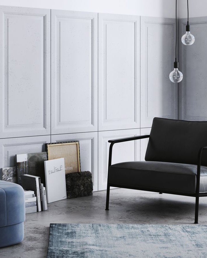 120x60 cm VT - PB33a (S50 jasny szary - mysi) Rama - panel dekor 3D beton architektoniczny