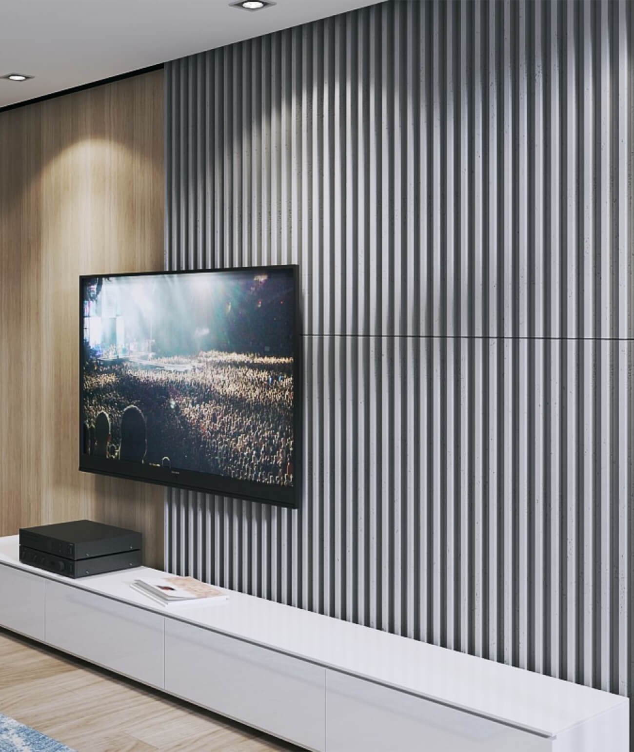 135x48,9 cm VT - PB39 (KS kość słoniowa) LAMEL - Panel dekor 3D beton architektoniczny