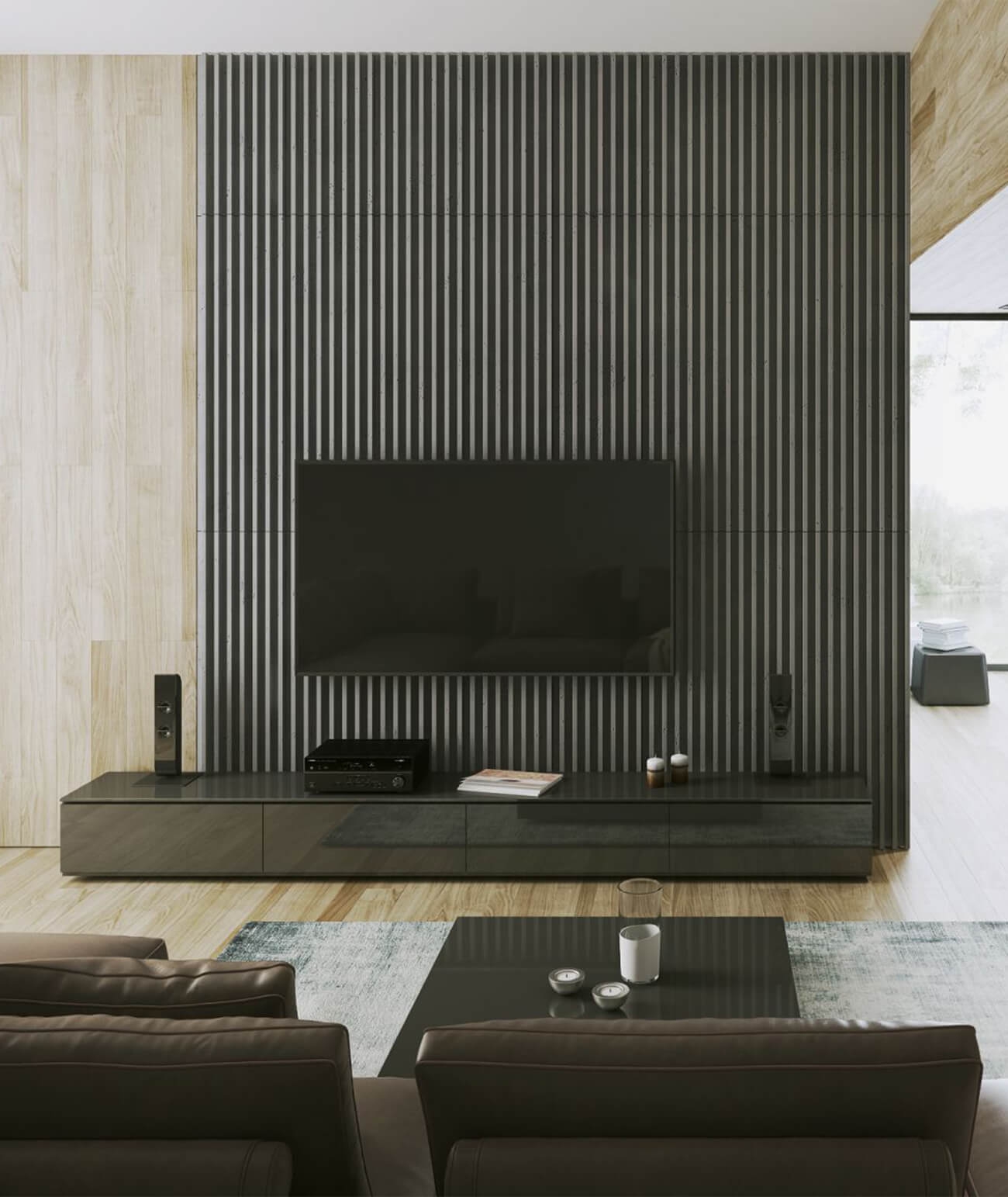 135x38 cm VT - PB41 (S96 ciemny szary) LAMEL - Panel dekor 3D beton architektoniczny