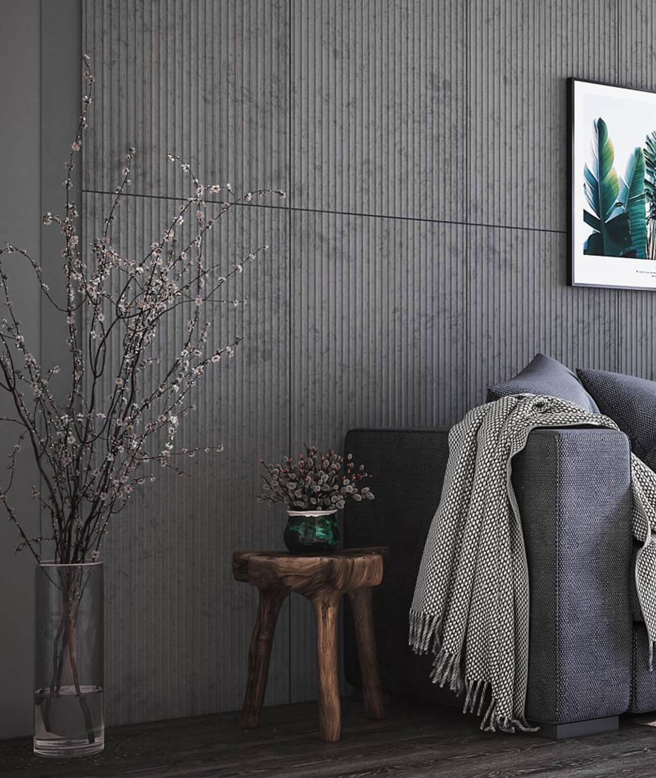 135x60 cm VT - PB37 (B8 antracyt) LAMEL - Panel dekor 3D beton architektoniczny