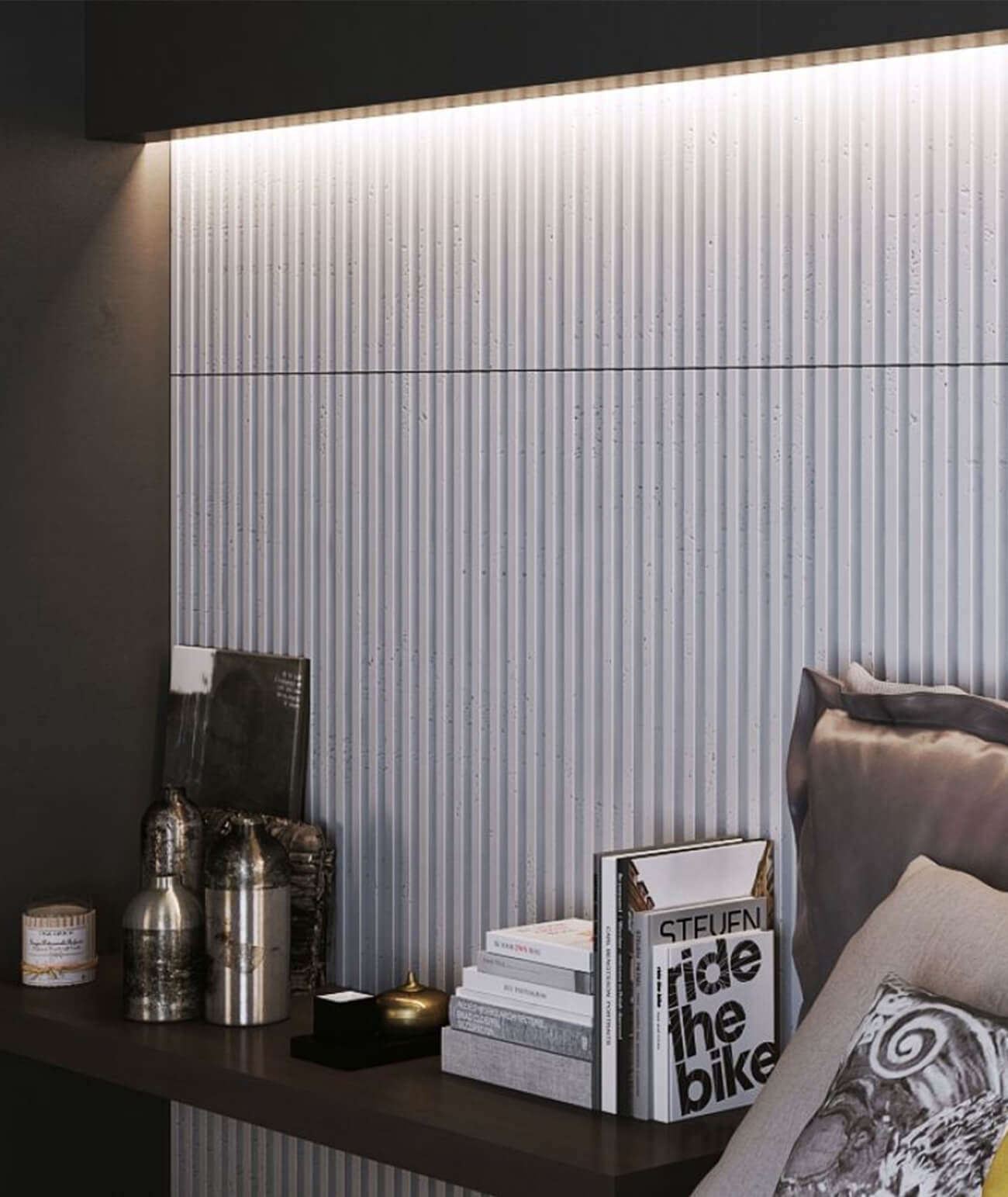 135x47,8 cm VT - PB38 (B15 czarny) LAMEL - Panel dekor 3D beton architektoniczny