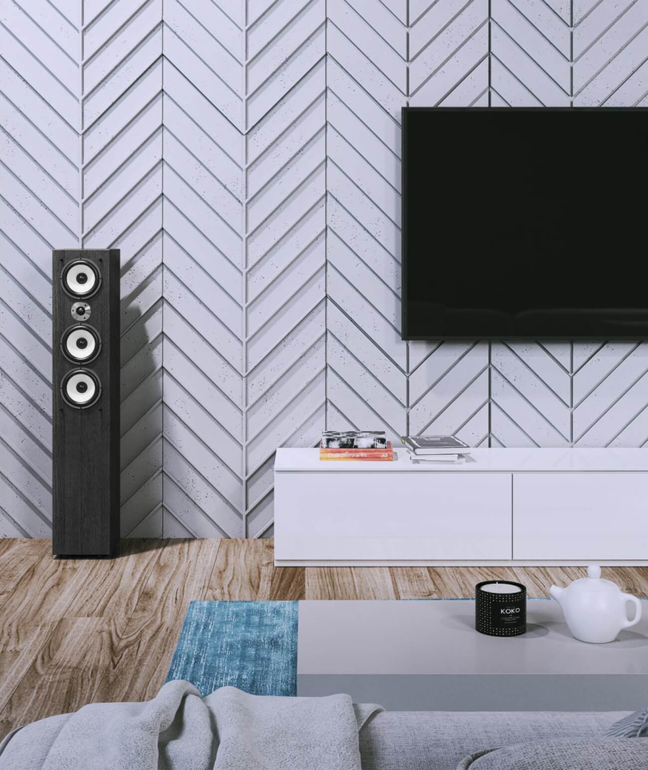 118,8x60 cm VT - PB45 (B0 biały złamany) JODEŁKA - Panel dekor 3D beton architektoniczny