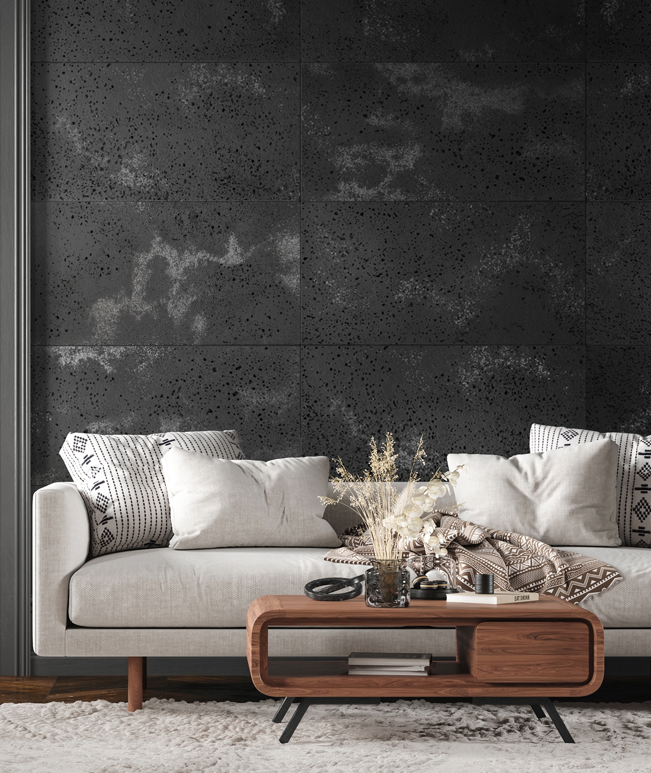 100x50 cm DS - (grafitowy, srebrne kruszywo) - płyta beton architektoniczny ultralekka