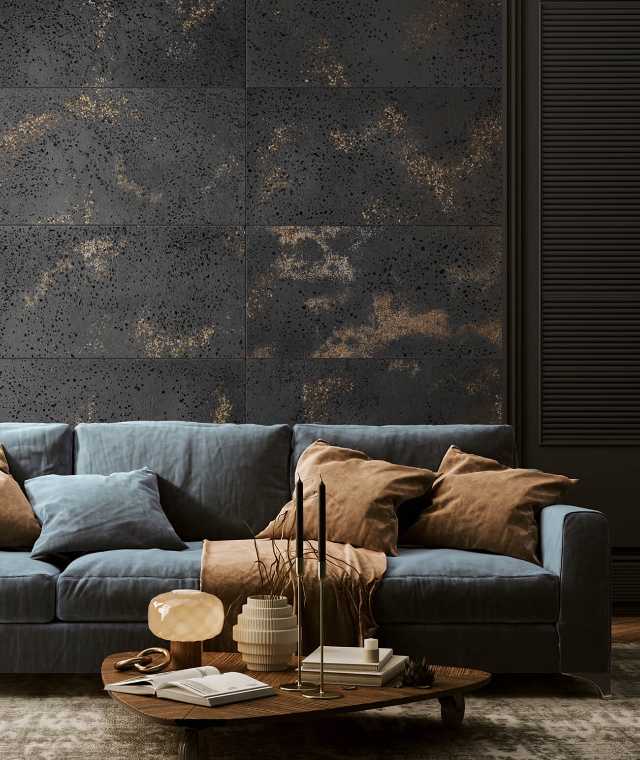 120x60 cm DS - (grafitowy, złote kruszywo) - płyta beton architektoniczny ultralekka