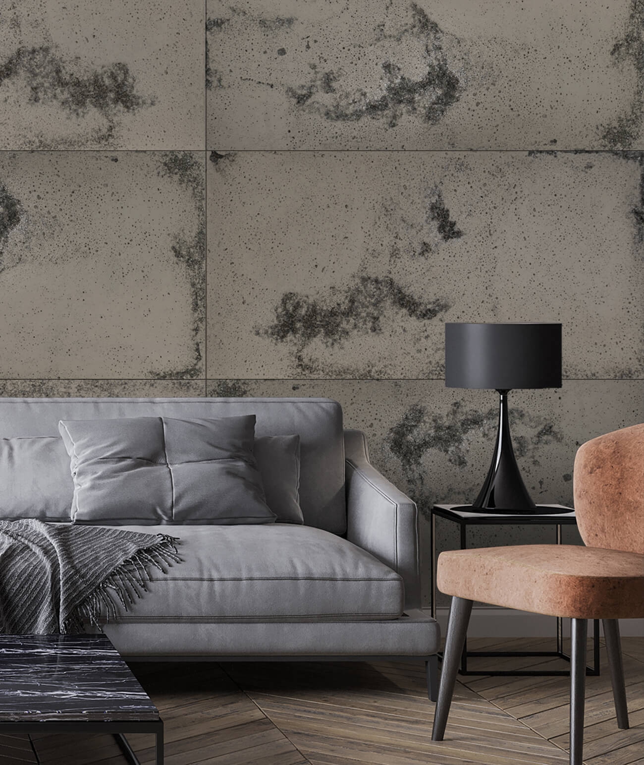 120x60 cm DS - (brązowy, czarne kruszywo) - płyta beton architektoniczny ultralekka