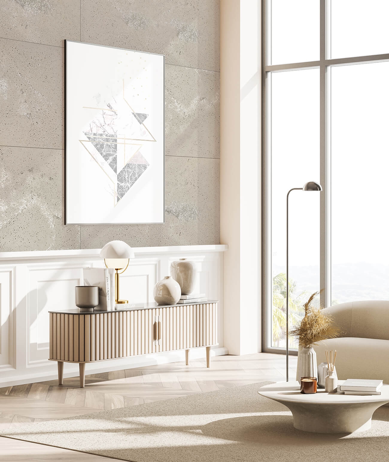60x60 cm DS - (cappuccino, srebrne kruszywo) - płyta beton architektoniczny ultralekka