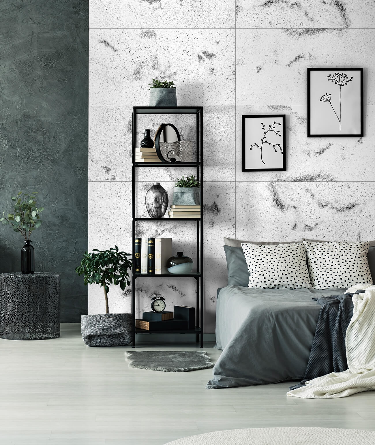 30x60 cm DS - (biały, czarne kruszywo) - płyta beton architektoniczny ultralekka