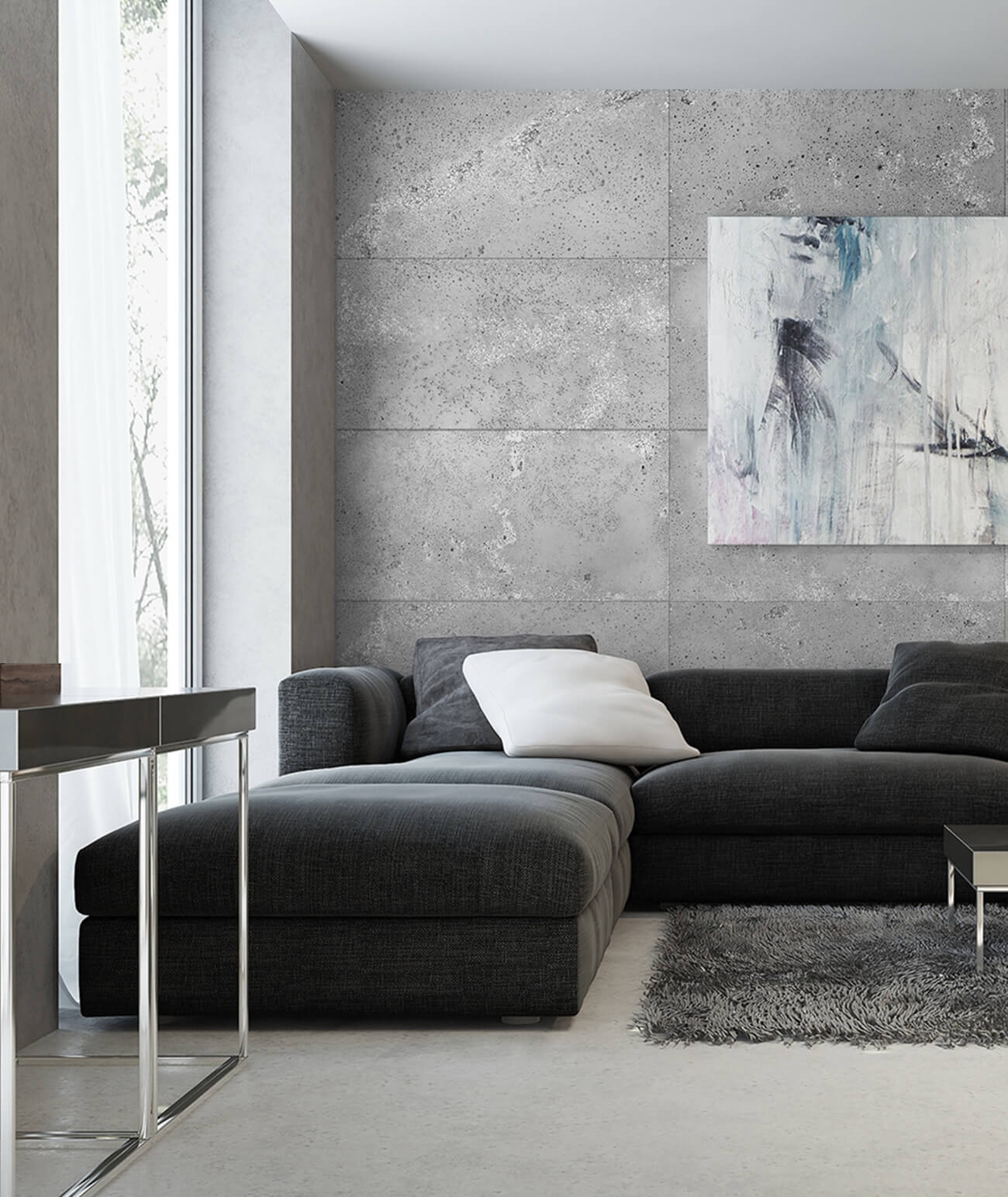 100x50 cm DS - (jasny popiel, srebrne kruszywo) - płyta beton architektoniczny ultralekka