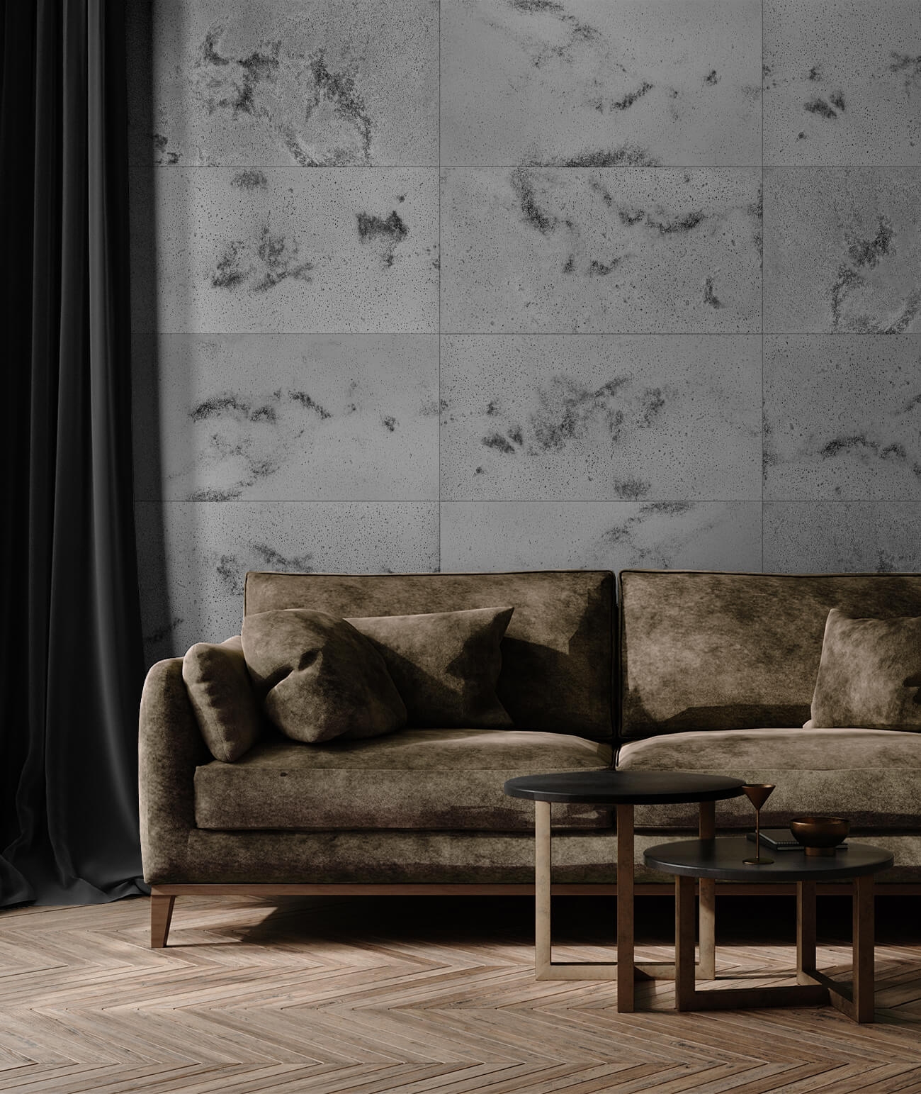 120x60 cm DS - (ciemny popiel, czarne kruszywo) - płyta beton architektoniczny ultralekka