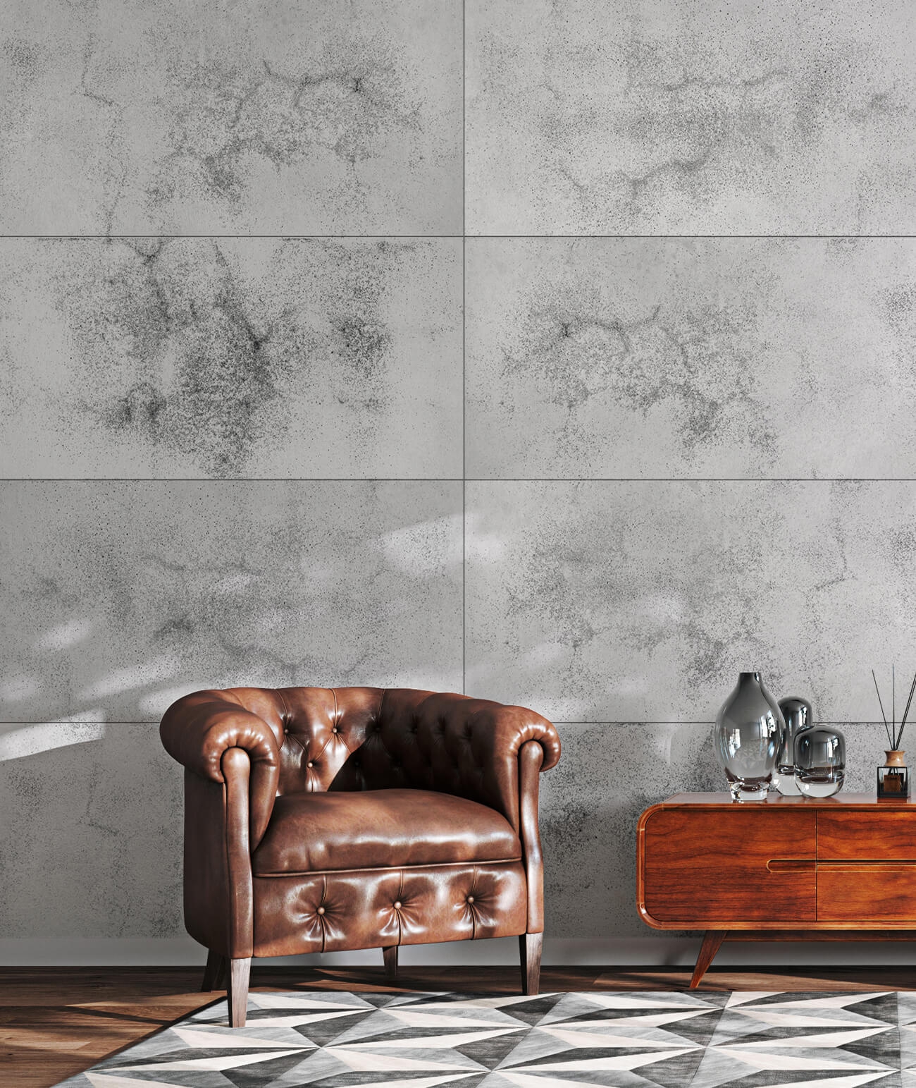 60x60 cm DS - (jasny popiel, czarne kruszywo) - płyta beton architektoniczny ultralekka