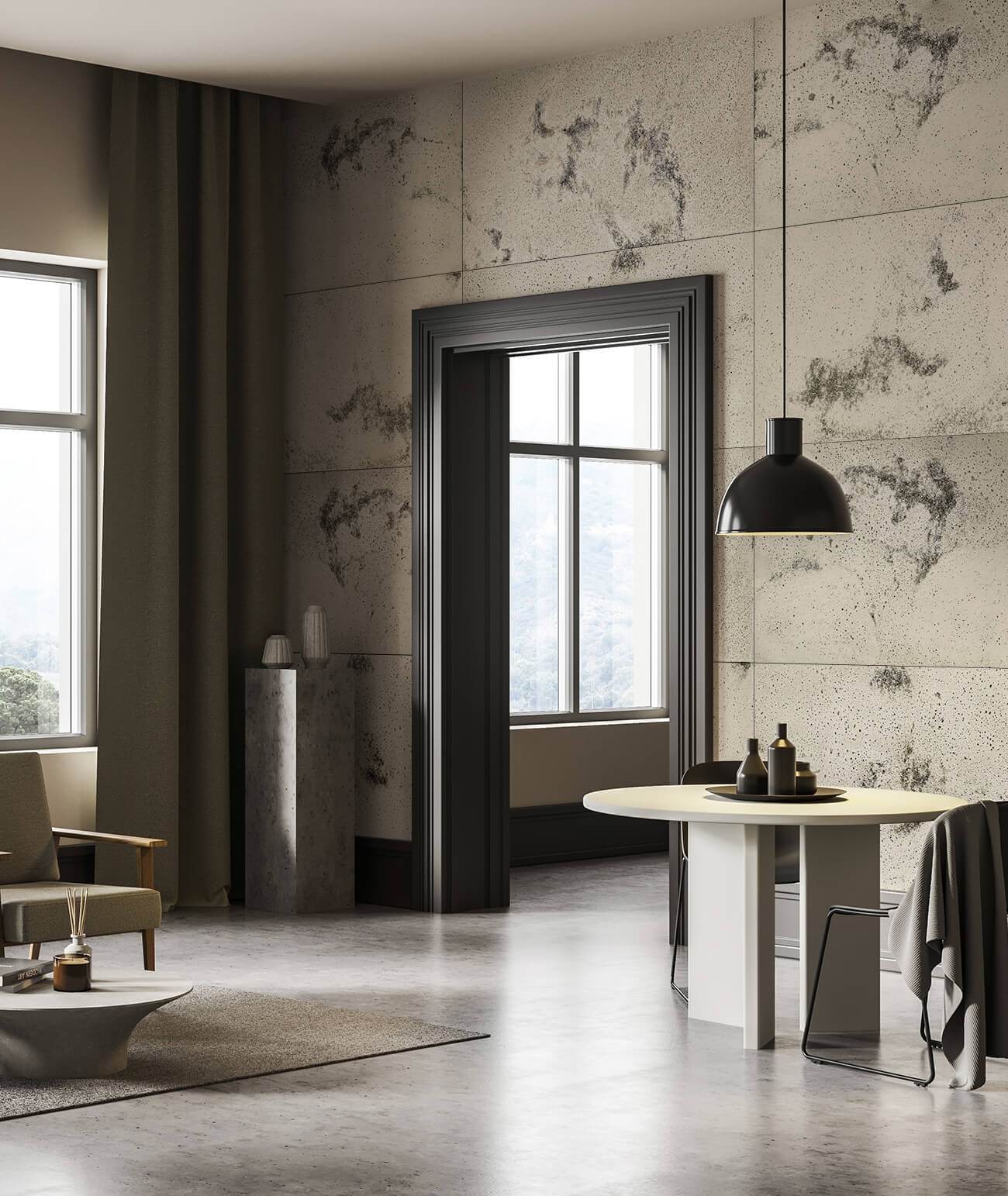 120x60 cm DS - (cappuccino, czarne kruszywo) - płyta beton architektoniczny ultralekka