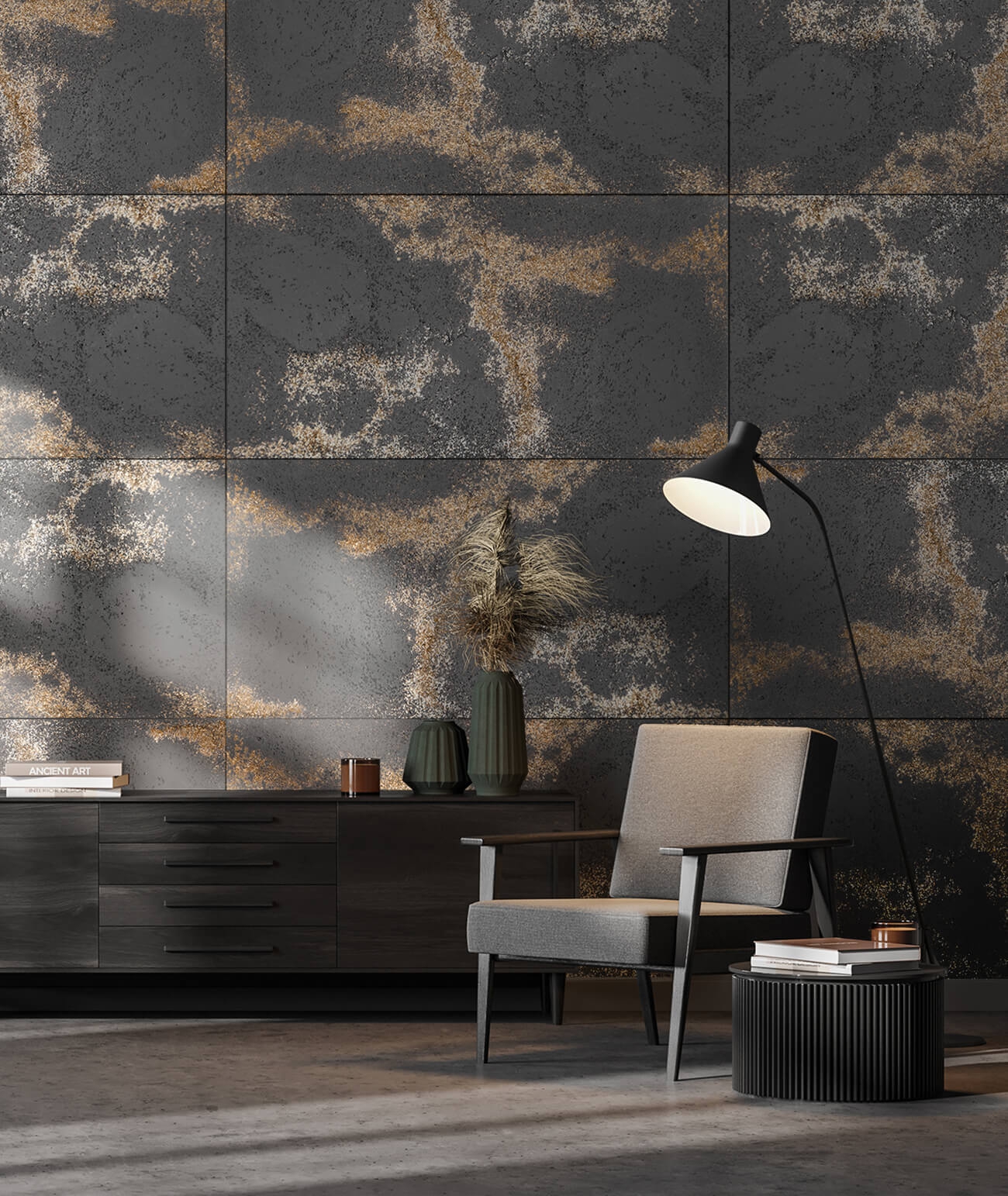 100x50 cm DS - (antracyt złote kruszywo) - płyta beton architektoniczny ultralekka