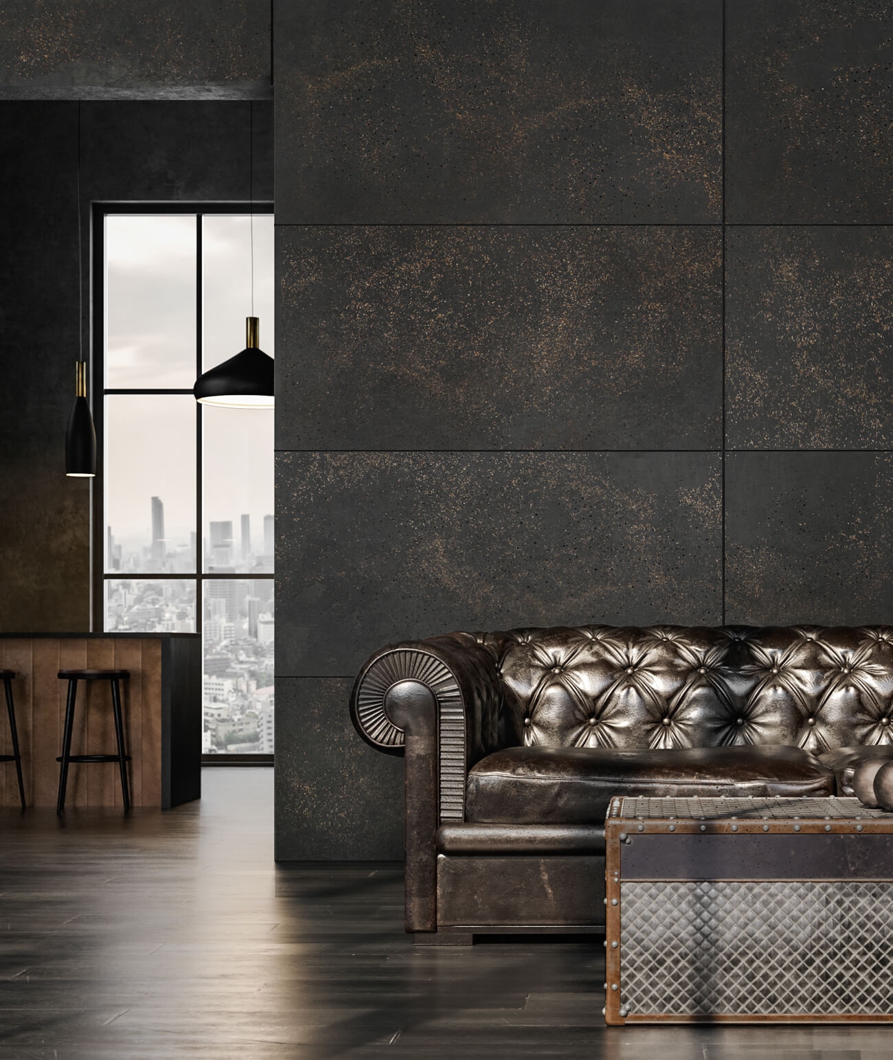 120x60 cm DS - (antracyt złote kruszywo) - płyta beton architektoniczny ultralekka