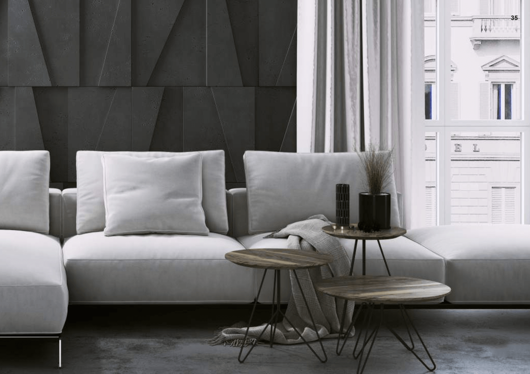 60x60 cm VT - PB10 (B15 czarny) MOZAIKA - panel dekor 3D beton architektoniczny B