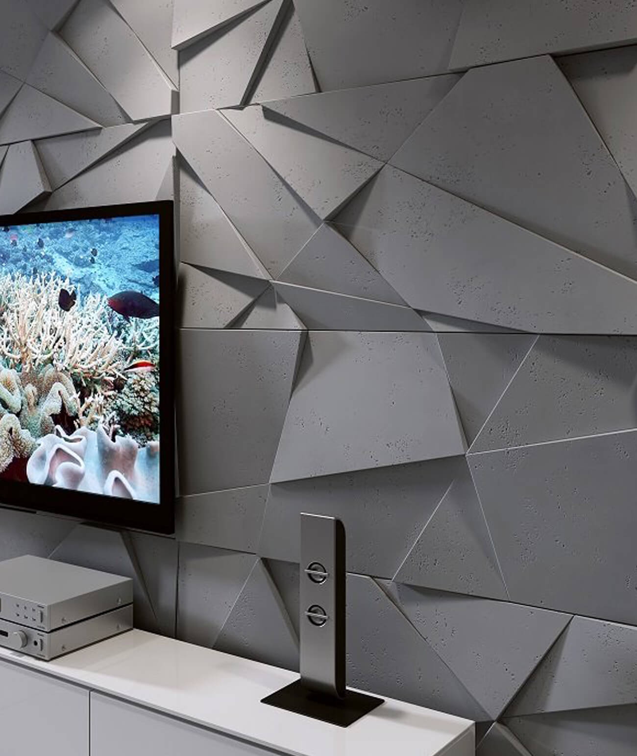 120x60 cm VT - PB05 (S50 jasny szary - mysi) KRYSZTAŁ - panel dekor 3D beton architektoniczny C