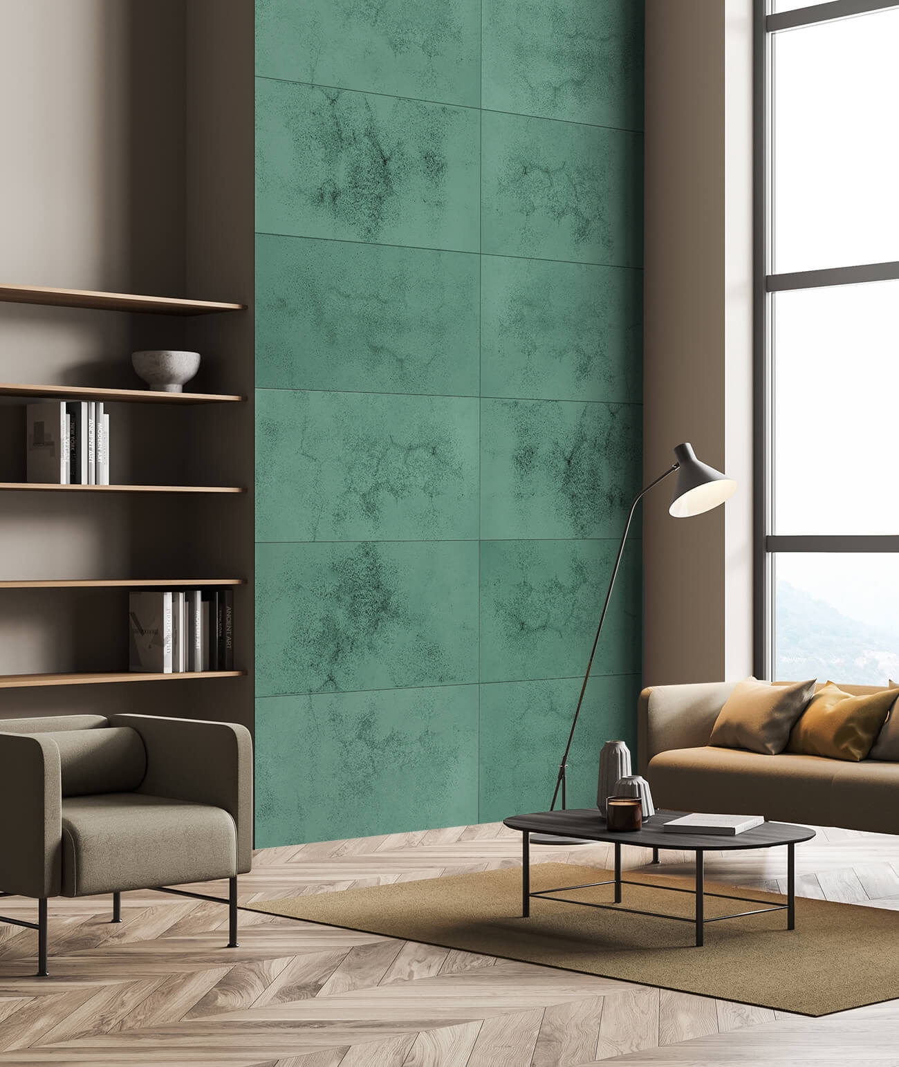 60x60 cm DS - (zielony czarne kruszywo) - płyta beton architektoniczny ultralekka