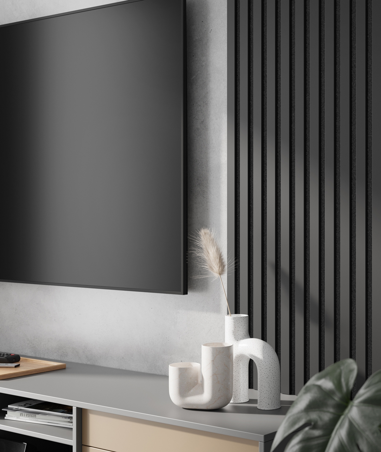 275x30x2,6 cm LD Panel akustyczny na grubym filcu (czarny mat) - lamele ścienne i sufitowe 3D