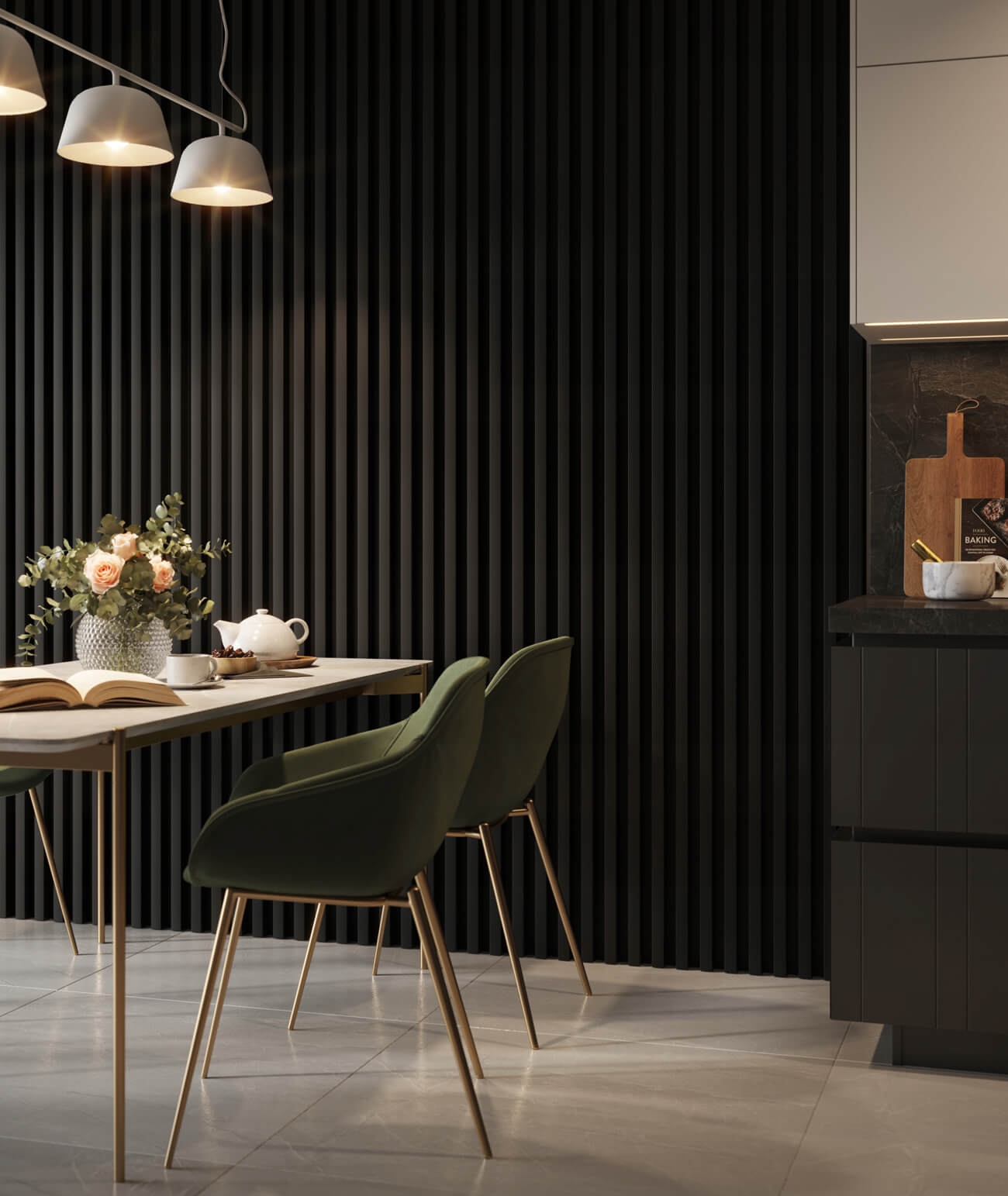 275x48x5,9 cm LD (8 lameli czarny mat) panel akustyczny na płycie MDF - dekoracja ścienna 3D
