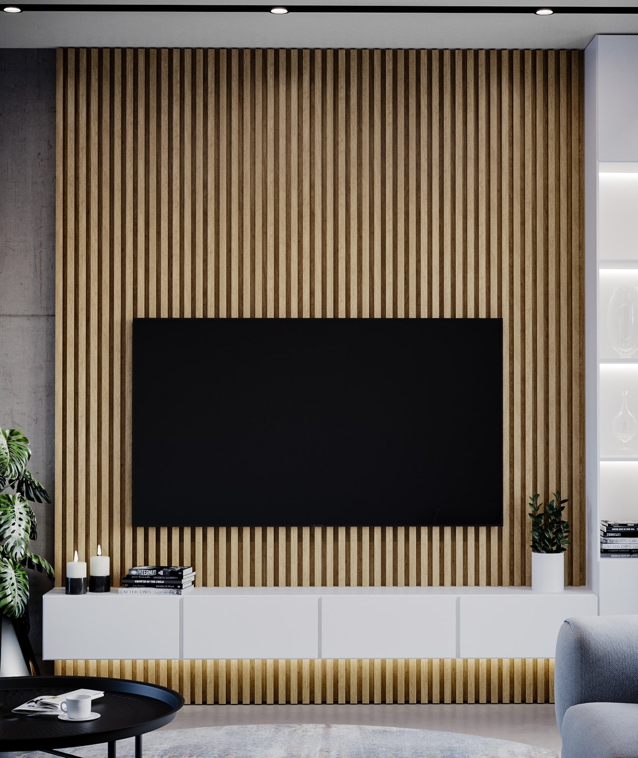 275x48x5,9 cm LD (8 lameli dąb natura) panel akustyczny na płycie MDF - dekoracja ścienna 3D