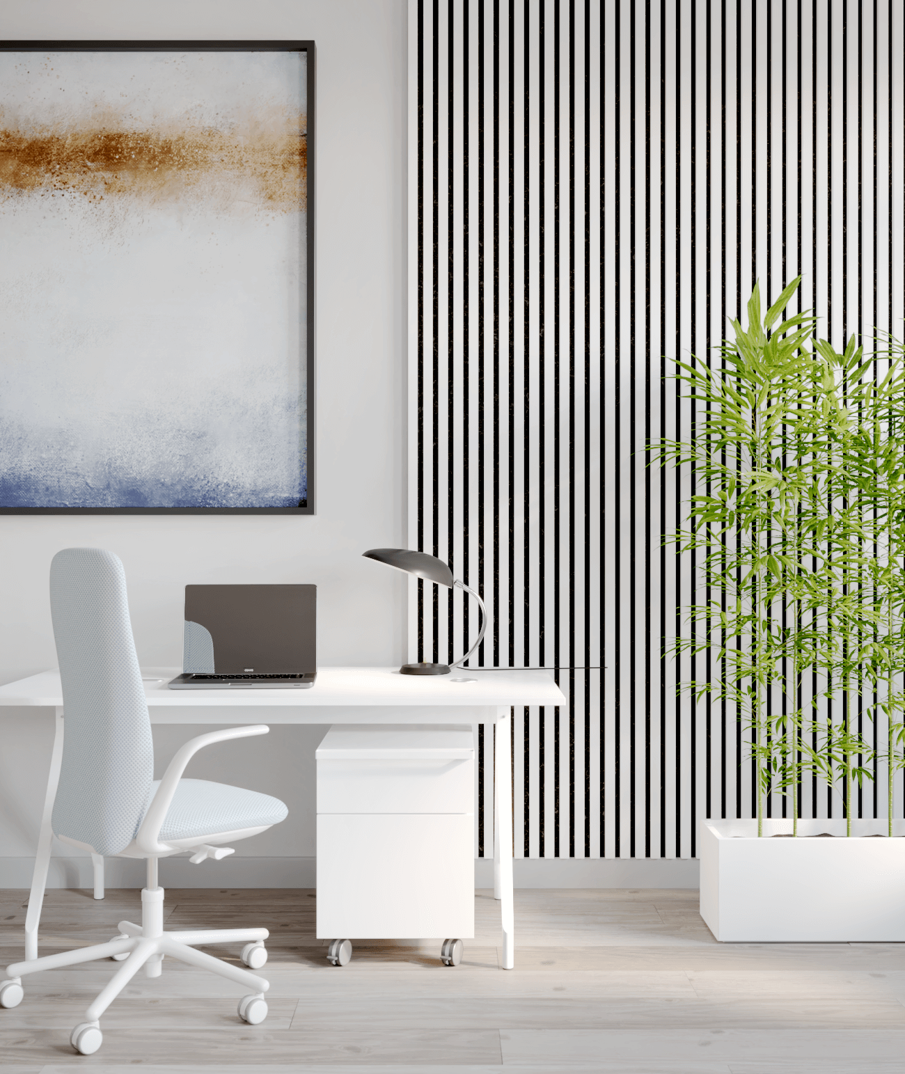 275x30x2,6 cm LD Panel akustyczny na grubym filcu (biały) - lamele ścienne i sufitowe 3D