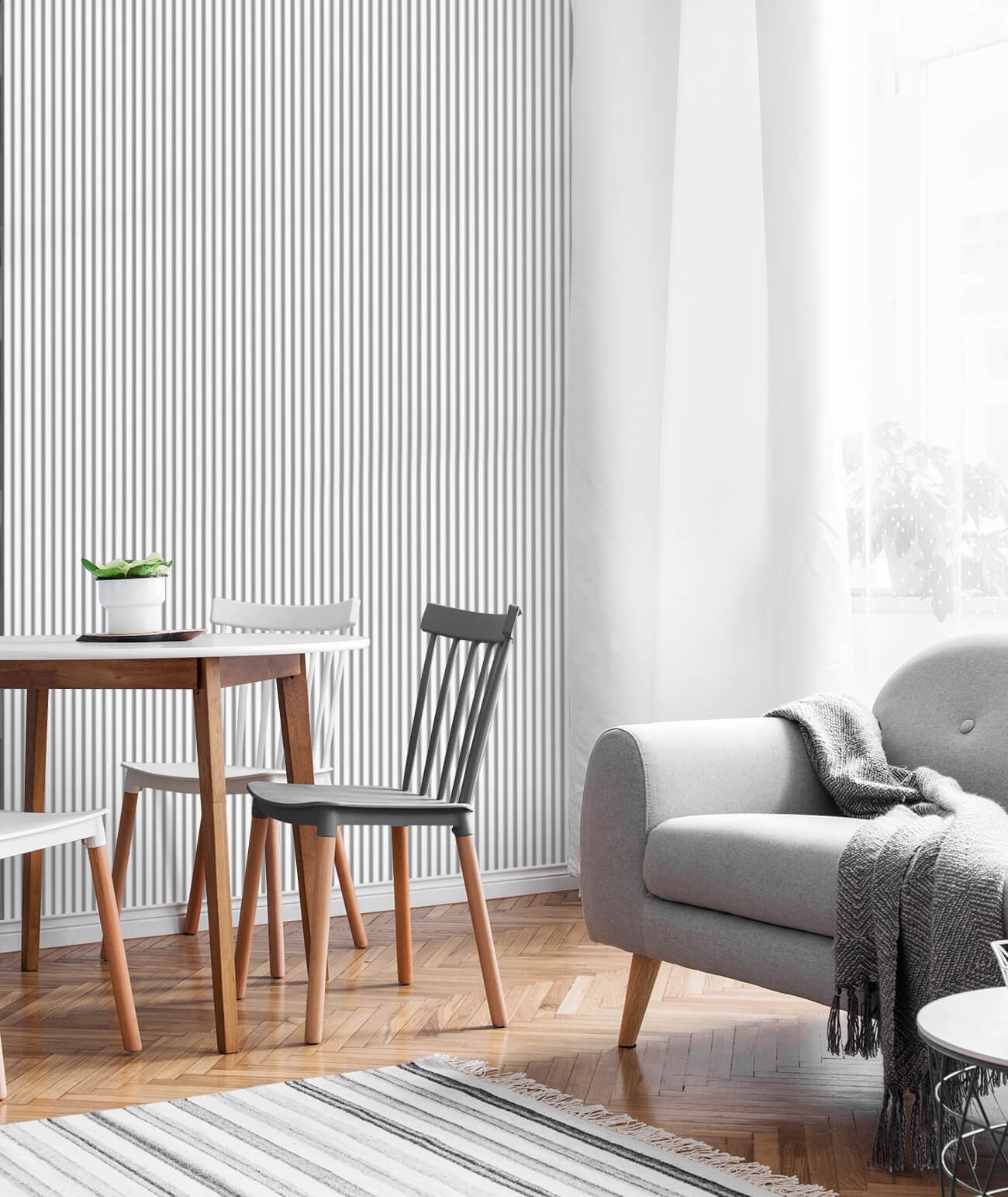 275x12x1,8 cm LD Minilamele (biały) - Panel ścienny i sufitowy 3D