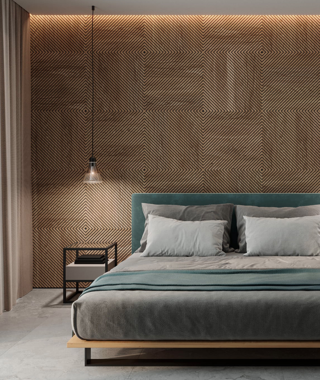 60x60x1,1 cm LD (Skos) panel frezowany MDF fornir dębowy - ozdobna dekoracja ścienna 3D