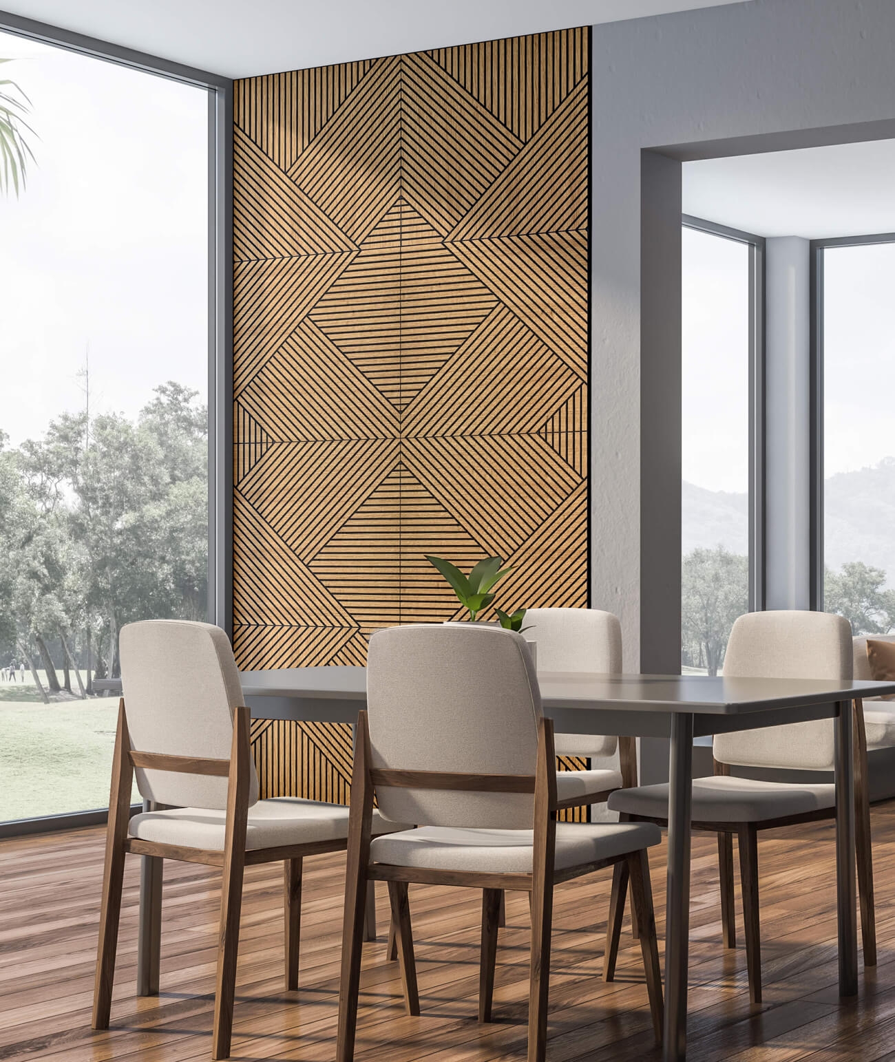 60x60x1,1 cm LD (Koperta 1 odbicie lustrzane) panel frezowany MDF fornir dębowy - ozdobna dekoracja ścienna 3D