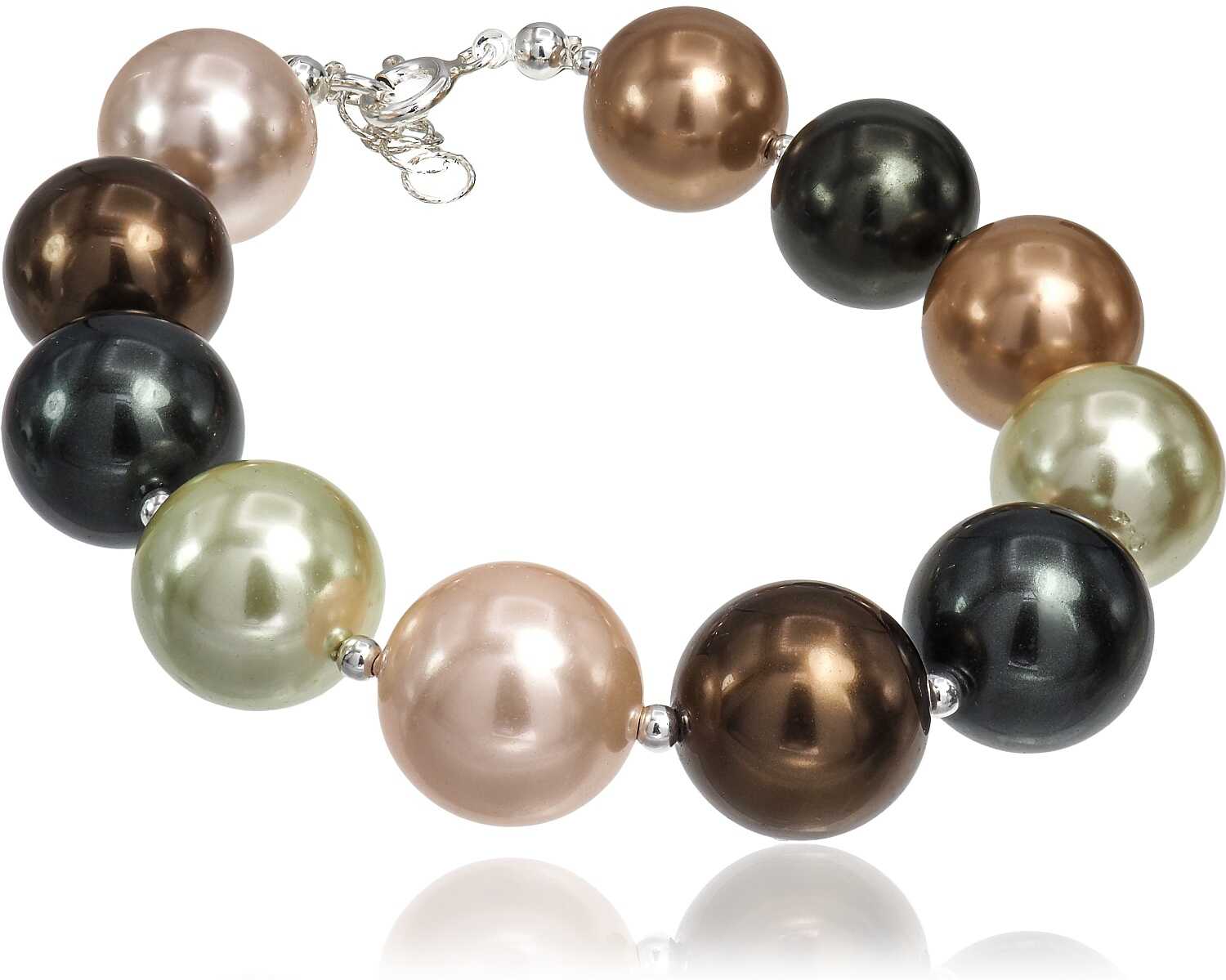 DUŻE PERŁY SEASHELL BRANSOLETKA SREBRO 14 MM