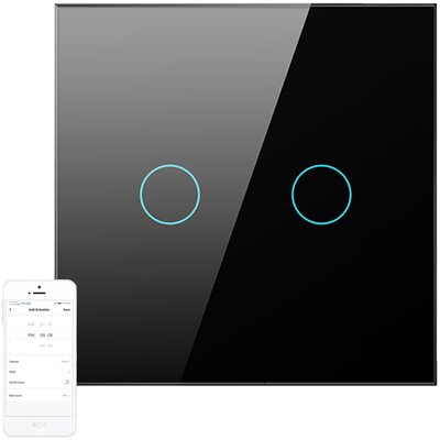 Dotykowy Włącznik Światła WiFi Avatto TS02-EU-B2 Podwójny TUYA (czarny)