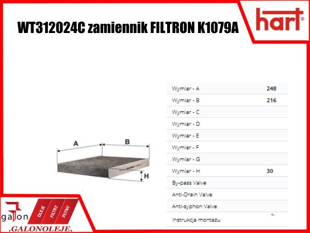 HART FILTR KABINOWY 338 160 K1079A węglowy