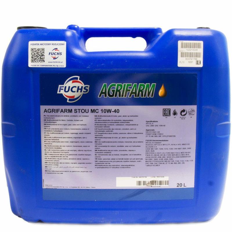 FUCHS Agrifarm STOU MC 10W40 20L - olej wielofunkcyjny