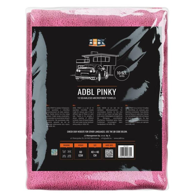 ADBL PINKY - zestaw 10 bezszwowych ręczników z mikrofibry przeznaczonych do wielu zastosowań