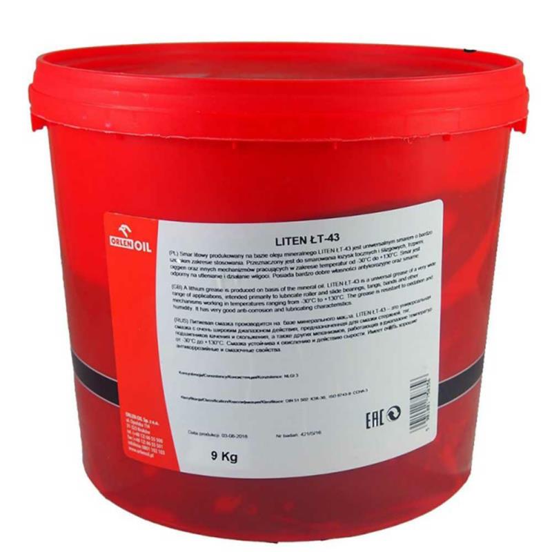 ORLEN Smar Liten ŁT-43 9kg - litowy smar do łożysk tocznych i ślizgowych