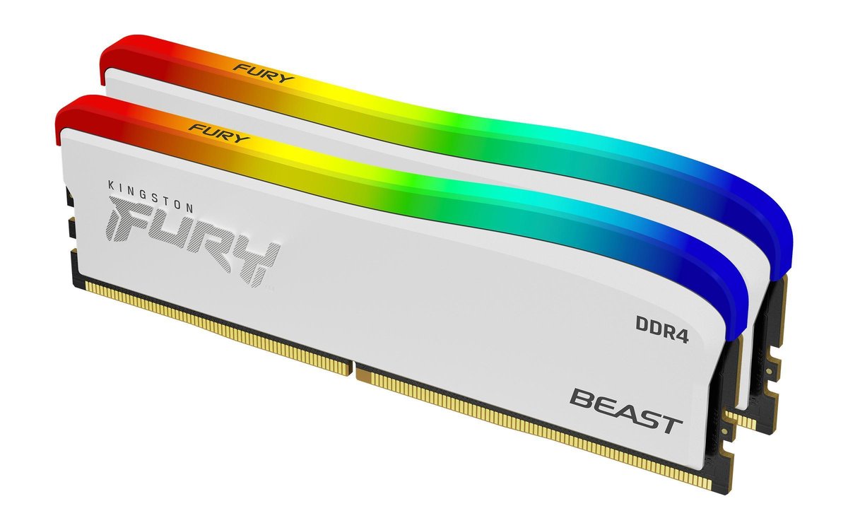 Kingston FURY Beast RGB Biała 32GB [2x16GB 3600MHz DDR4 CL17 DIMM]