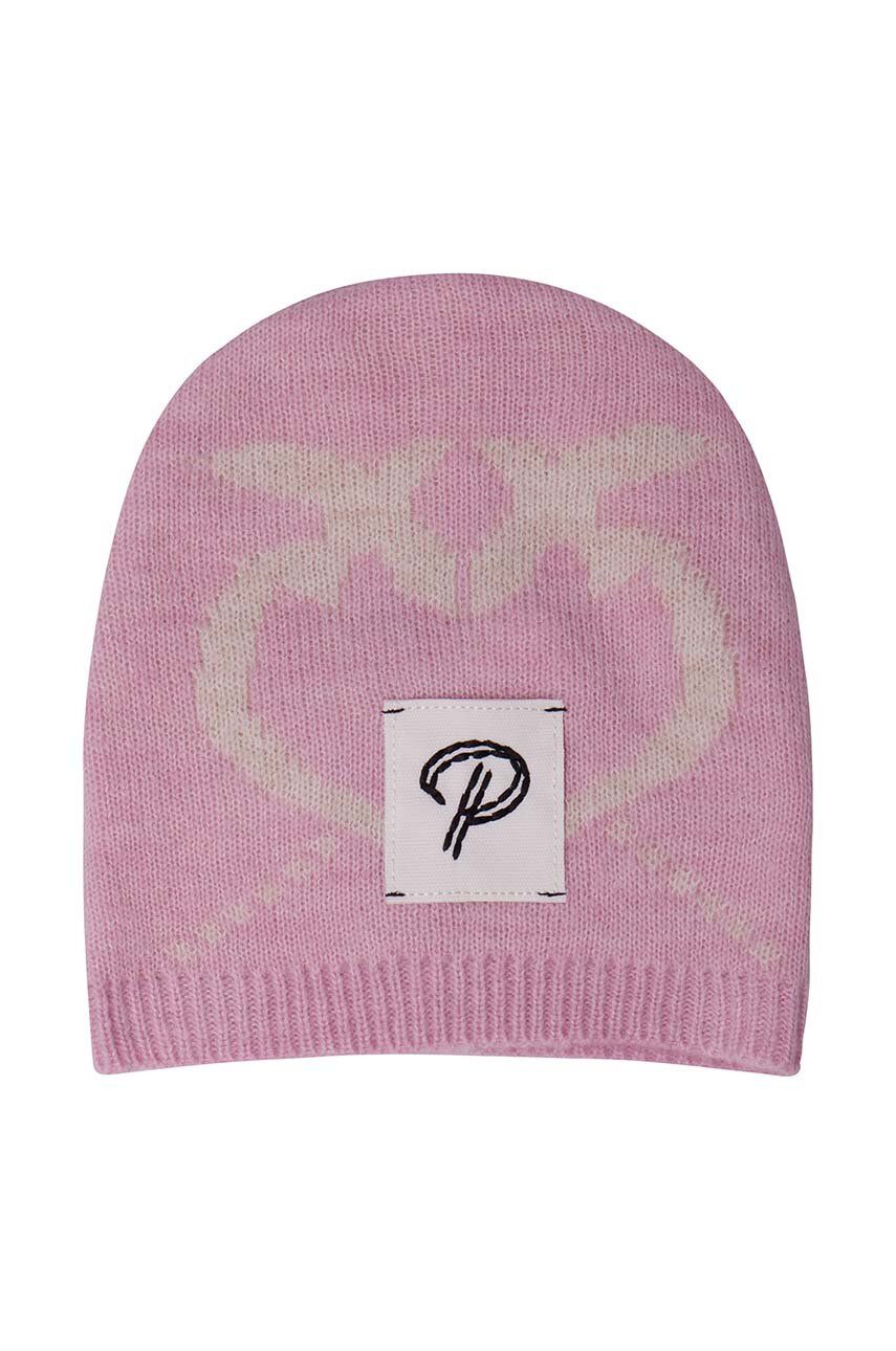 Pinko Up czapka z domieszką wełny dziecięca kolor różowy z cienkiej dzianiny