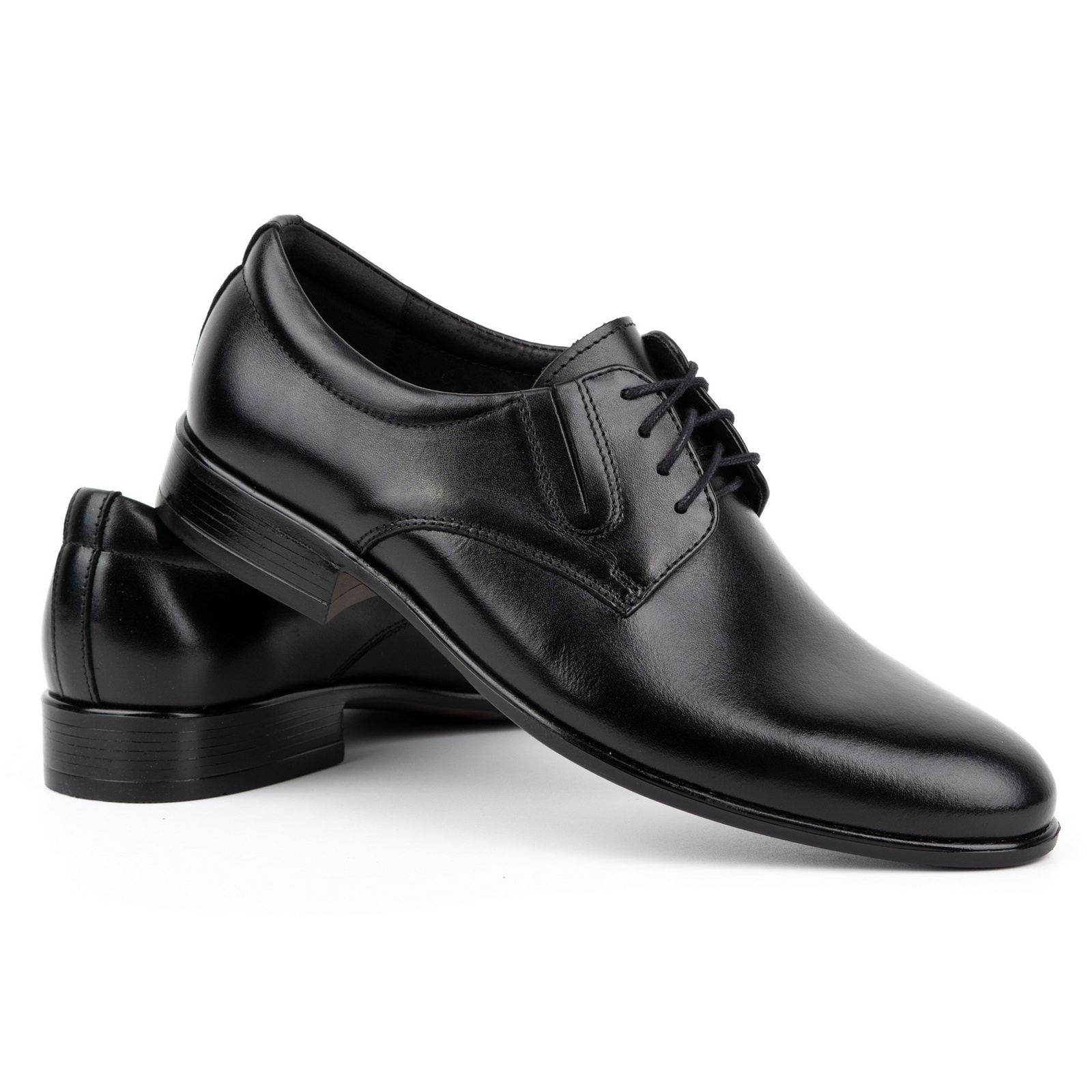 Buty męskie wizytowe skórzane 323KAM czarne - KAMPOL