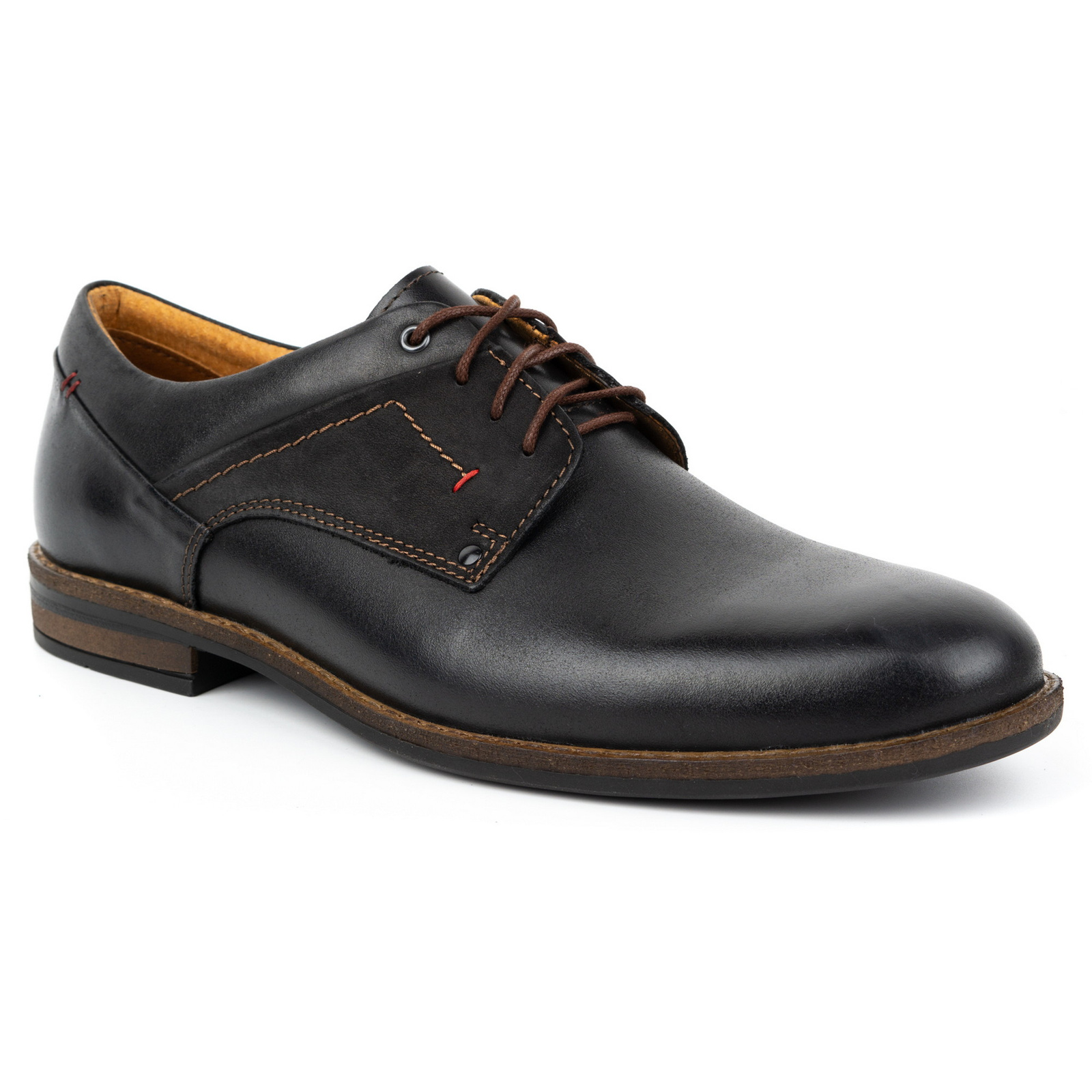 Buty męskie casual eleganckie skórzane 333KAM czarne - KAMPOL