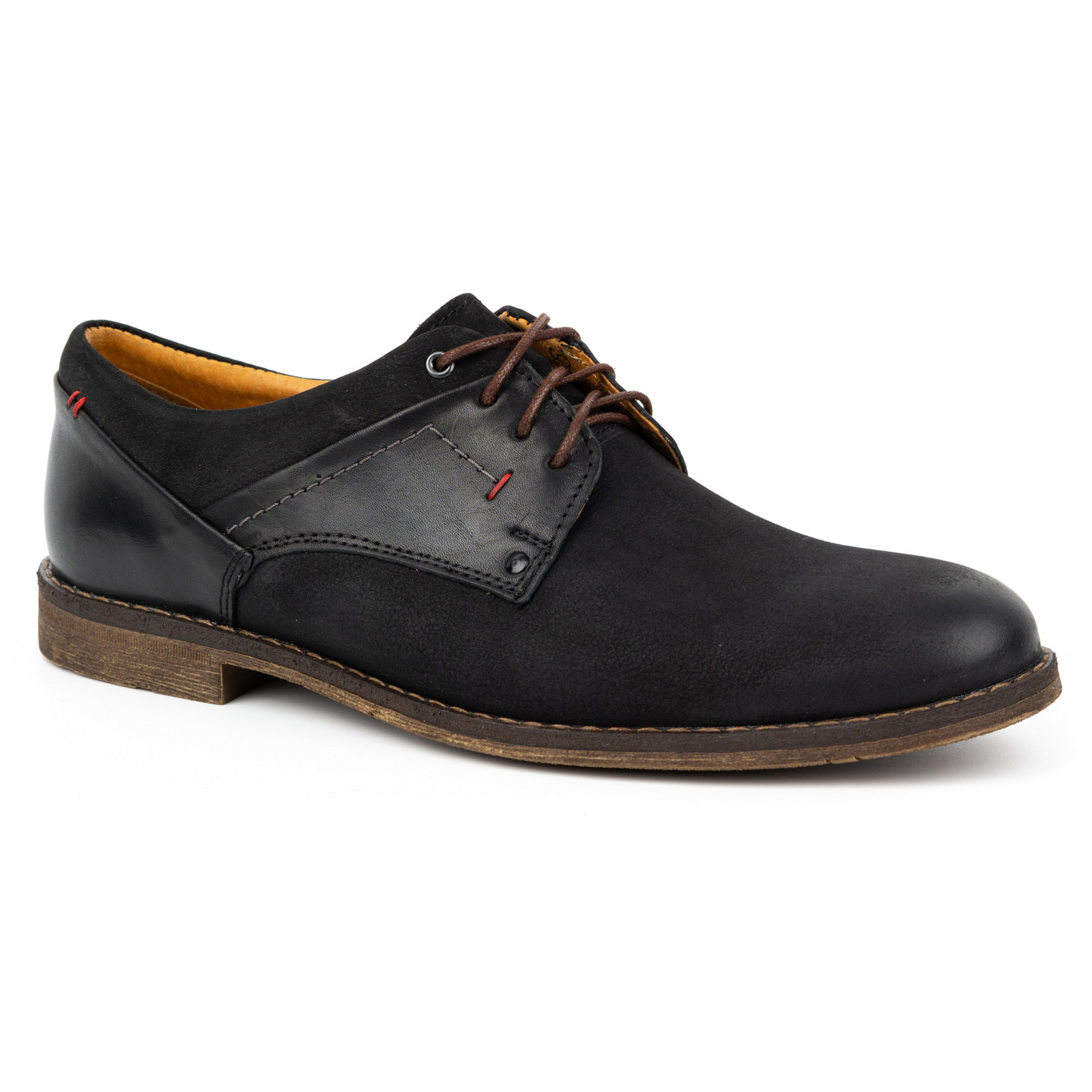 Buty męskie casual eleganckie nubuckowe 333KAM czarne - KAMPOL