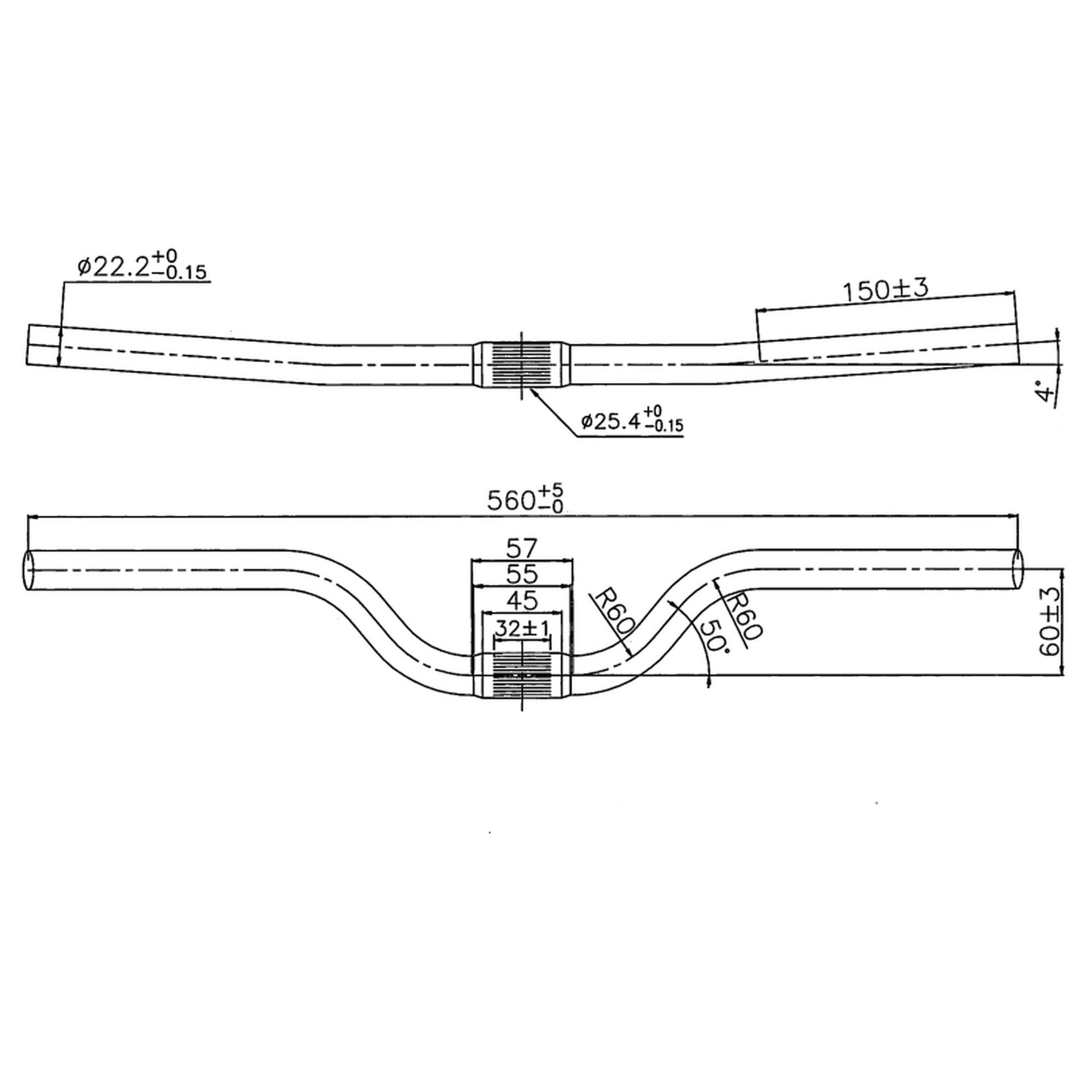 Kierownica rowerowa Btwin 25,4 mm 620 mm